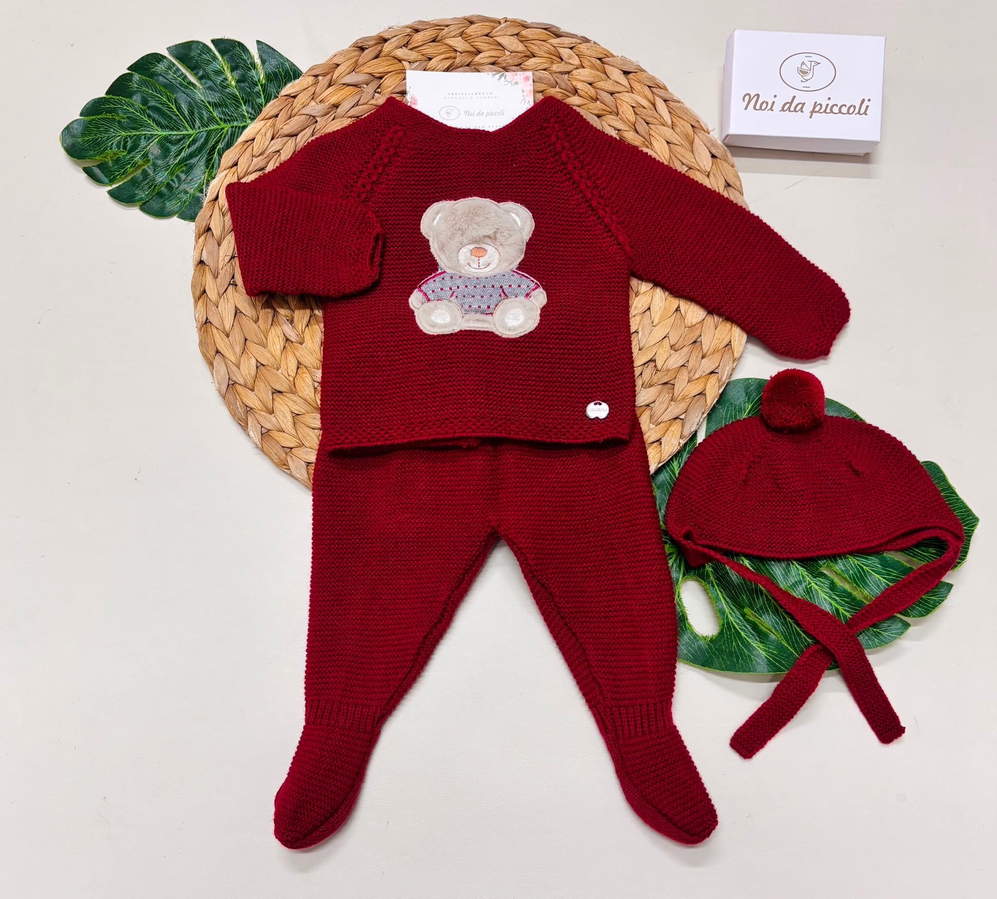 completo 3 pz MISTO LANA BORDEAUX - Noi da piccoli