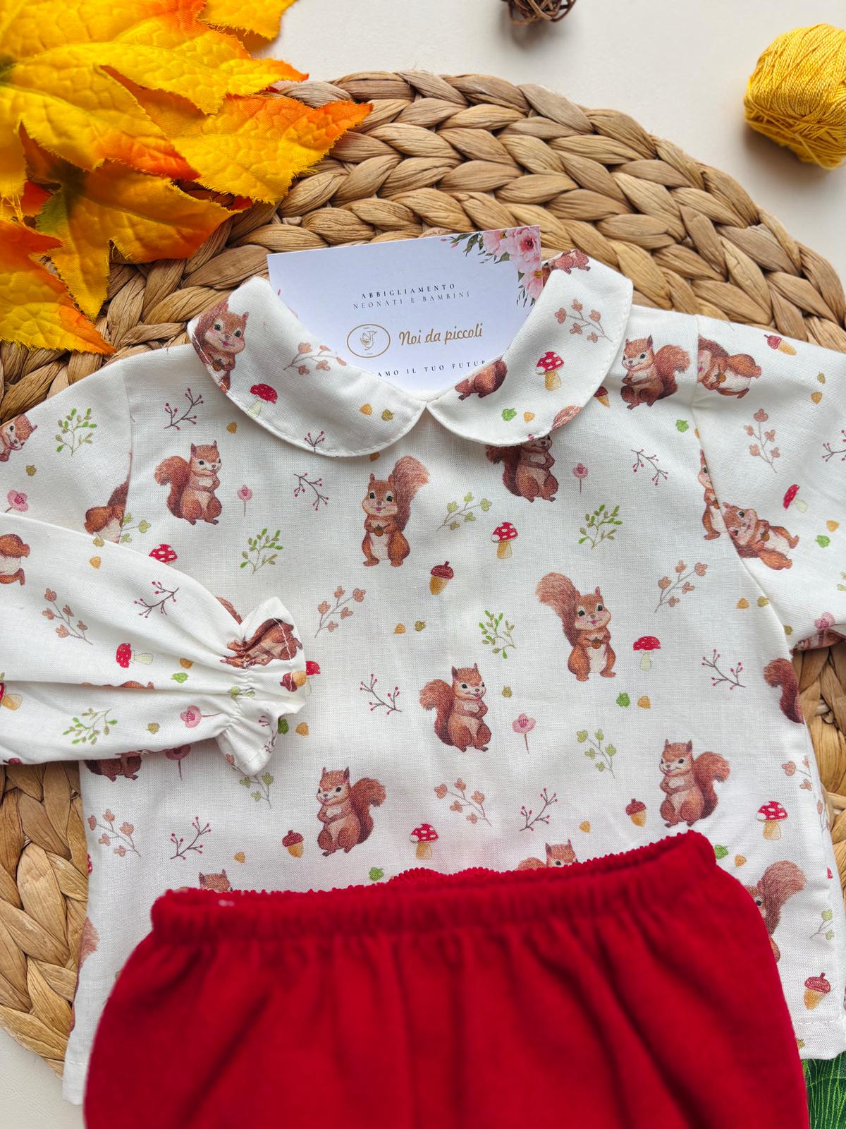 COMPLETO 3PZ CEREZA VELLUTINO ROSSO - Noi da piccoli