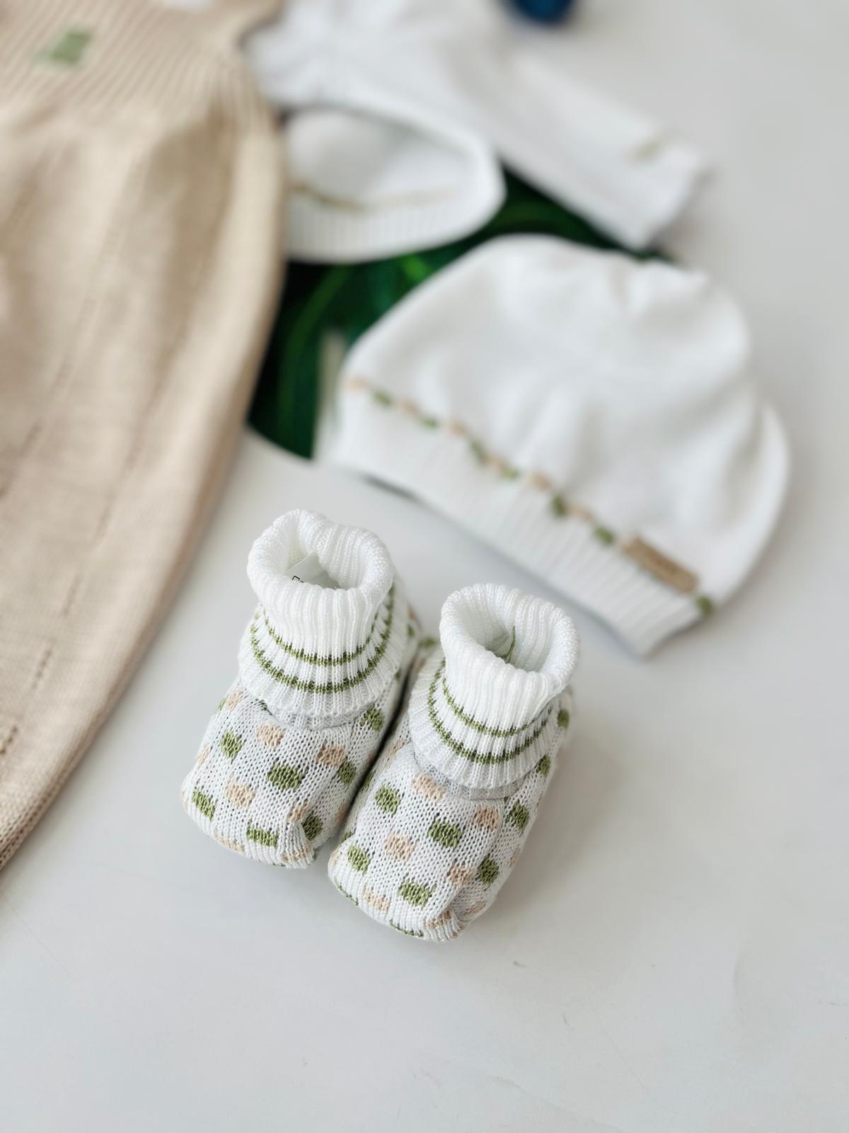 COMPLETO 3PZ CON PARURE POIS 100% FILO DI COTONE OLIVA SABBIA - Noi da piccoli