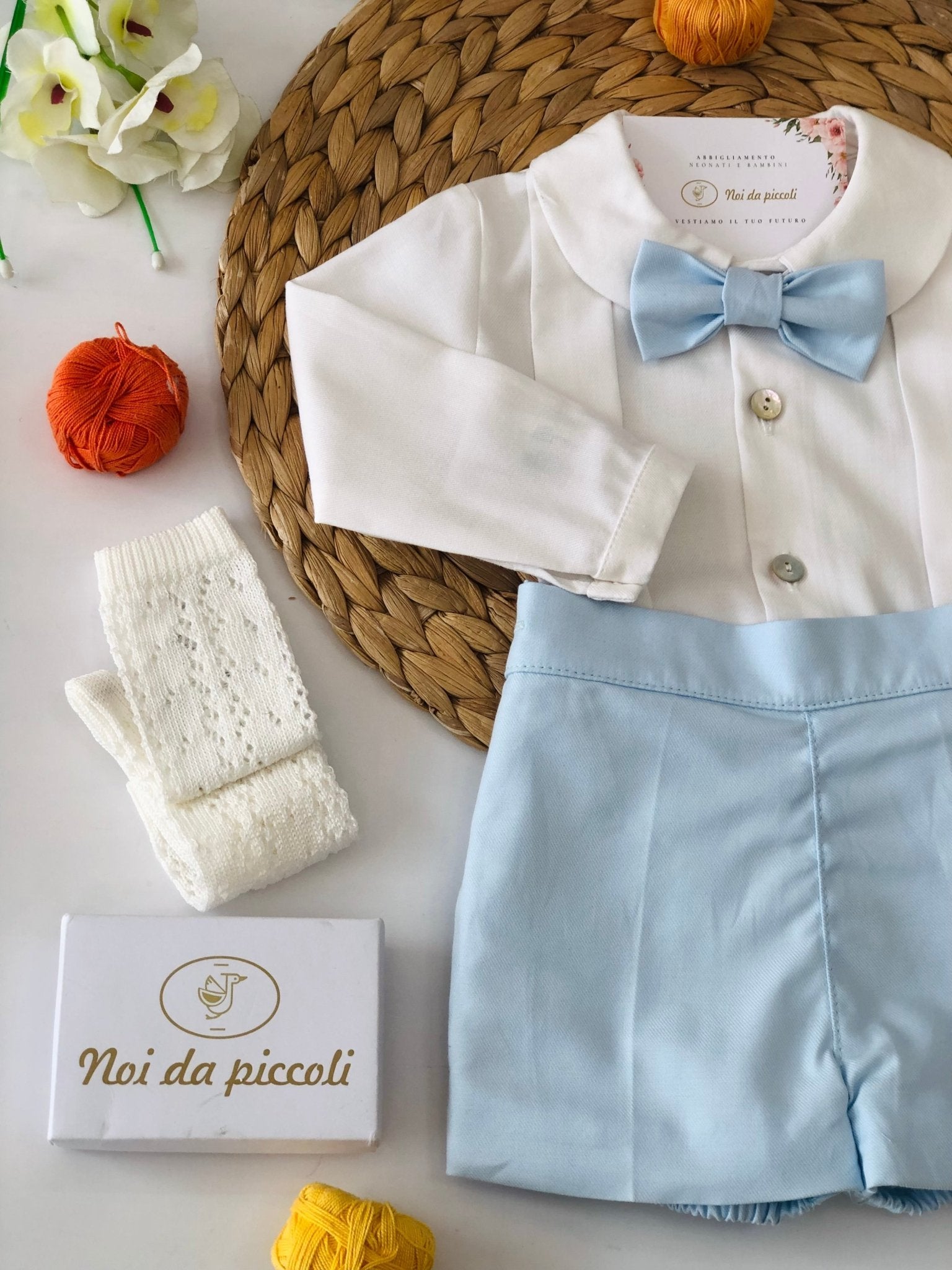 COMPLETO 3PZ ELEGANTE TESSUTO CIELO - Noi da piccoli