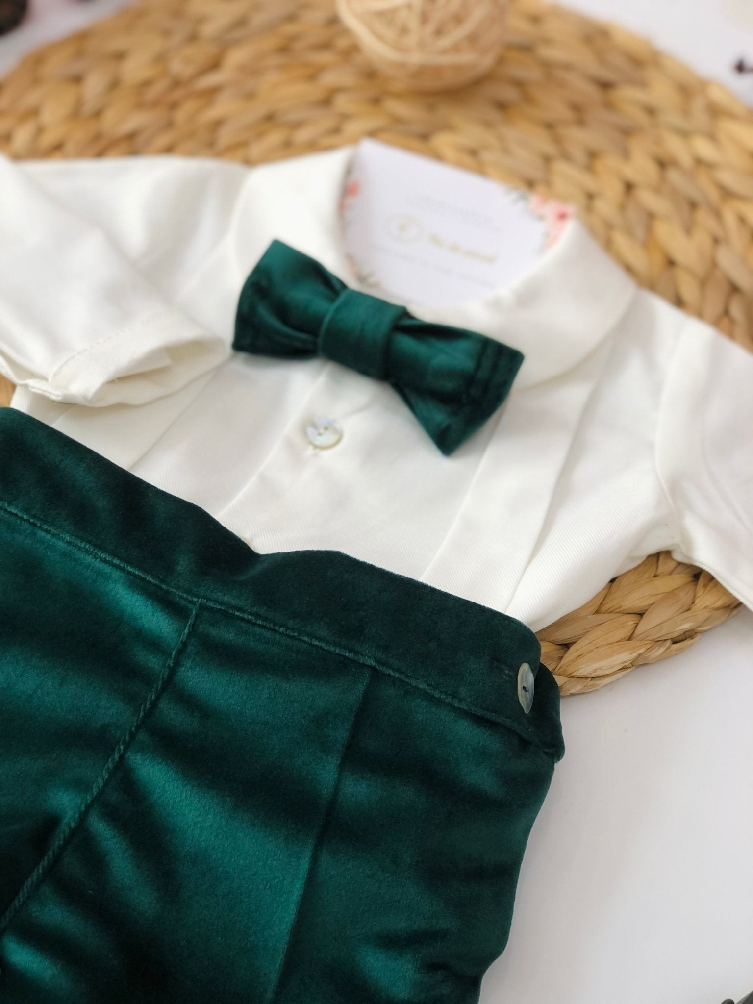 COMPLETO 3PZ ELEGANTE VELLUTO VERDE PROFONDO - Noi da piccoli