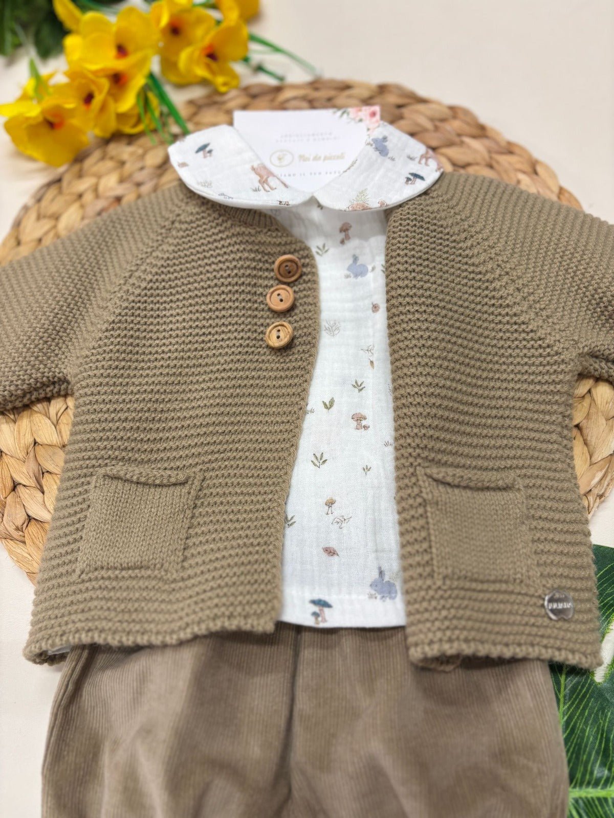 COMPLETO 3PZ FILATO CALDO E CALDO COTONE BEIGE - Noi da piccoli