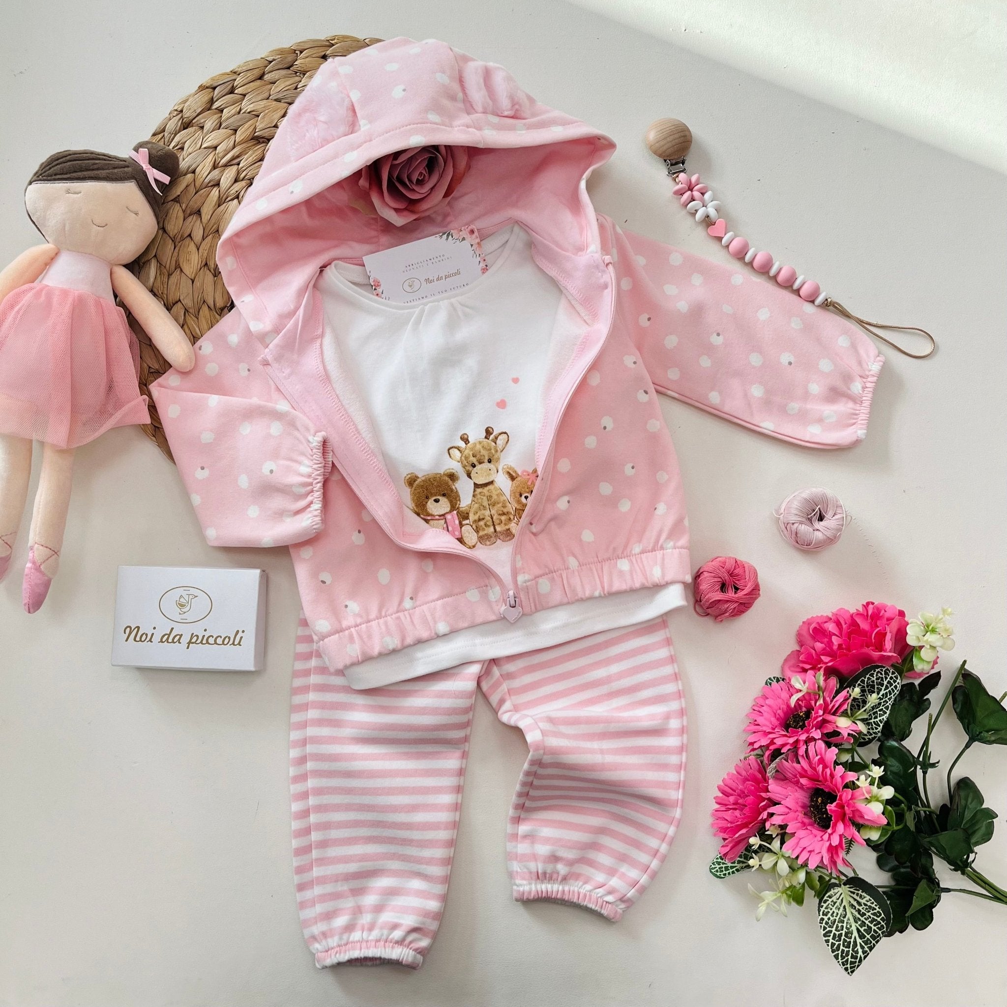 COMPLETO 3PZ ROSA BABY RIGHETTE - Noi da piccoli