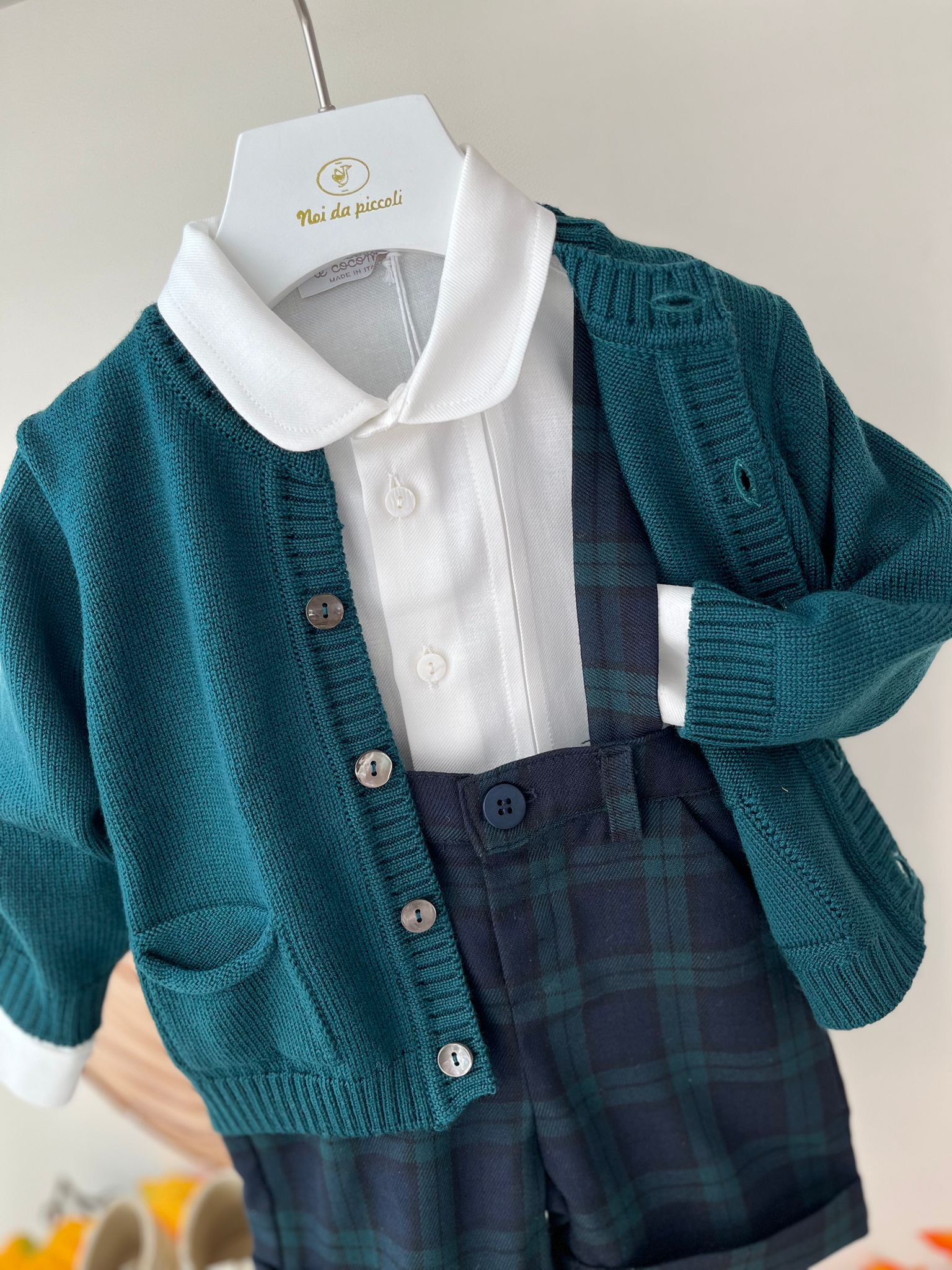 COMPLETO 3PZ TARTAN VERDE E TARTAN - Noi da piccoli