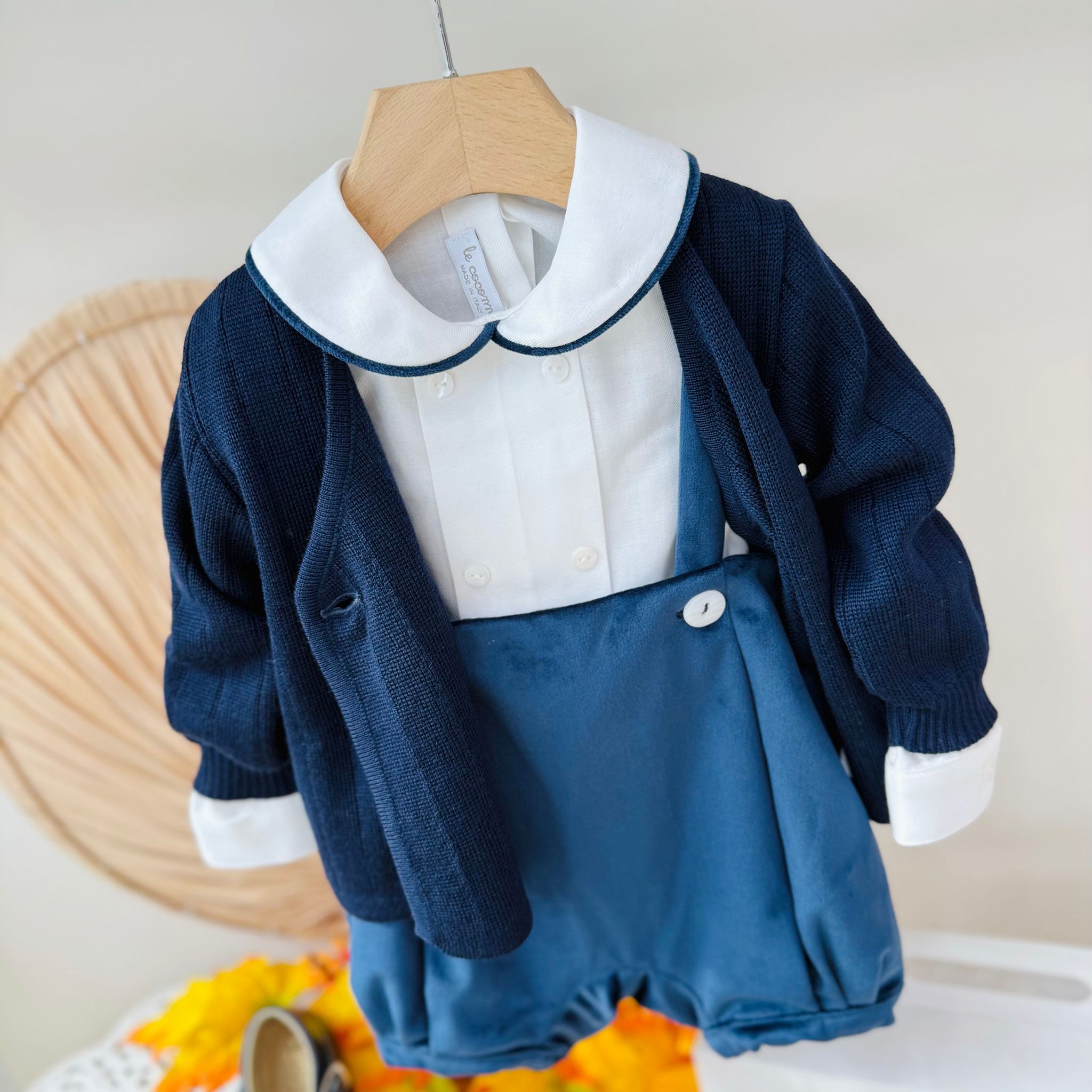 COMPLETO 3PZ VELLUTINO BLU NOTTE - Noi da piccoli