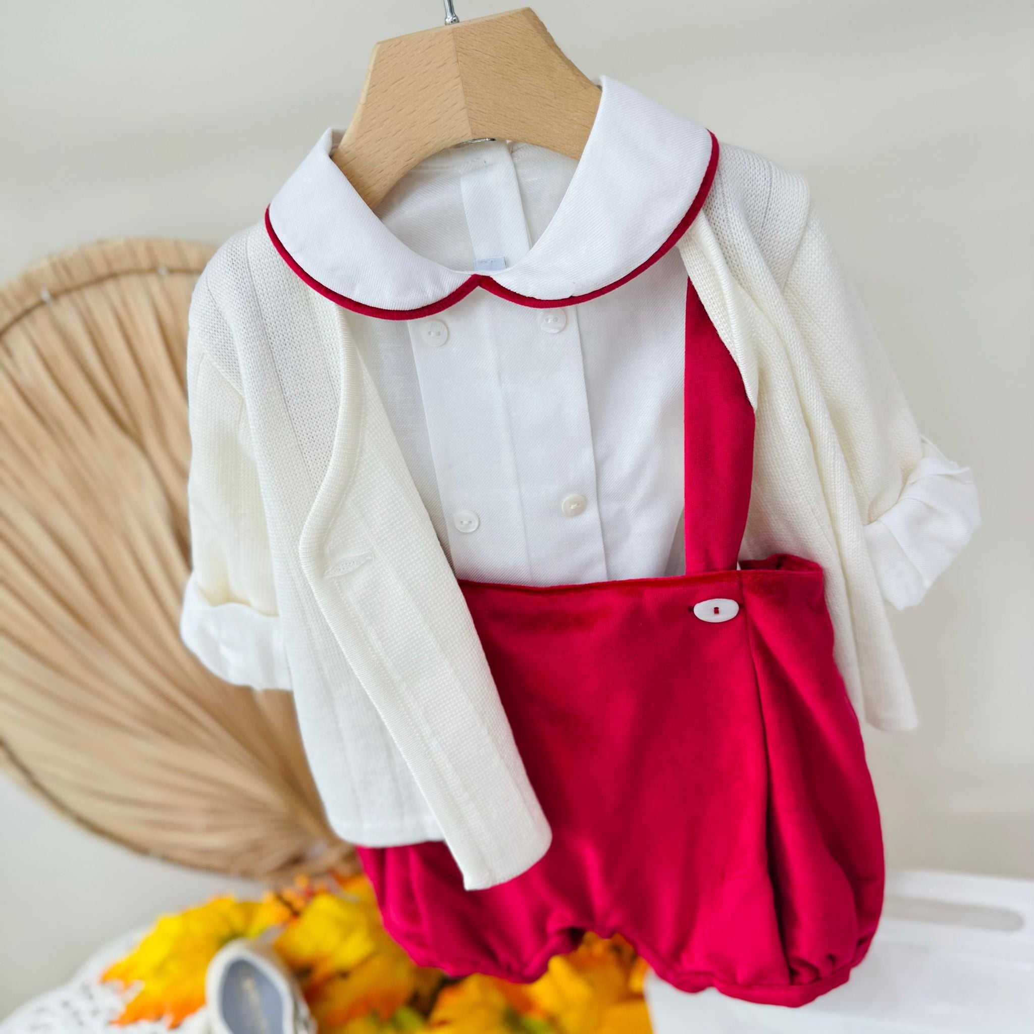 COMPLETO 3PZ VELLUTINO ROSSO - Noi da piccoli