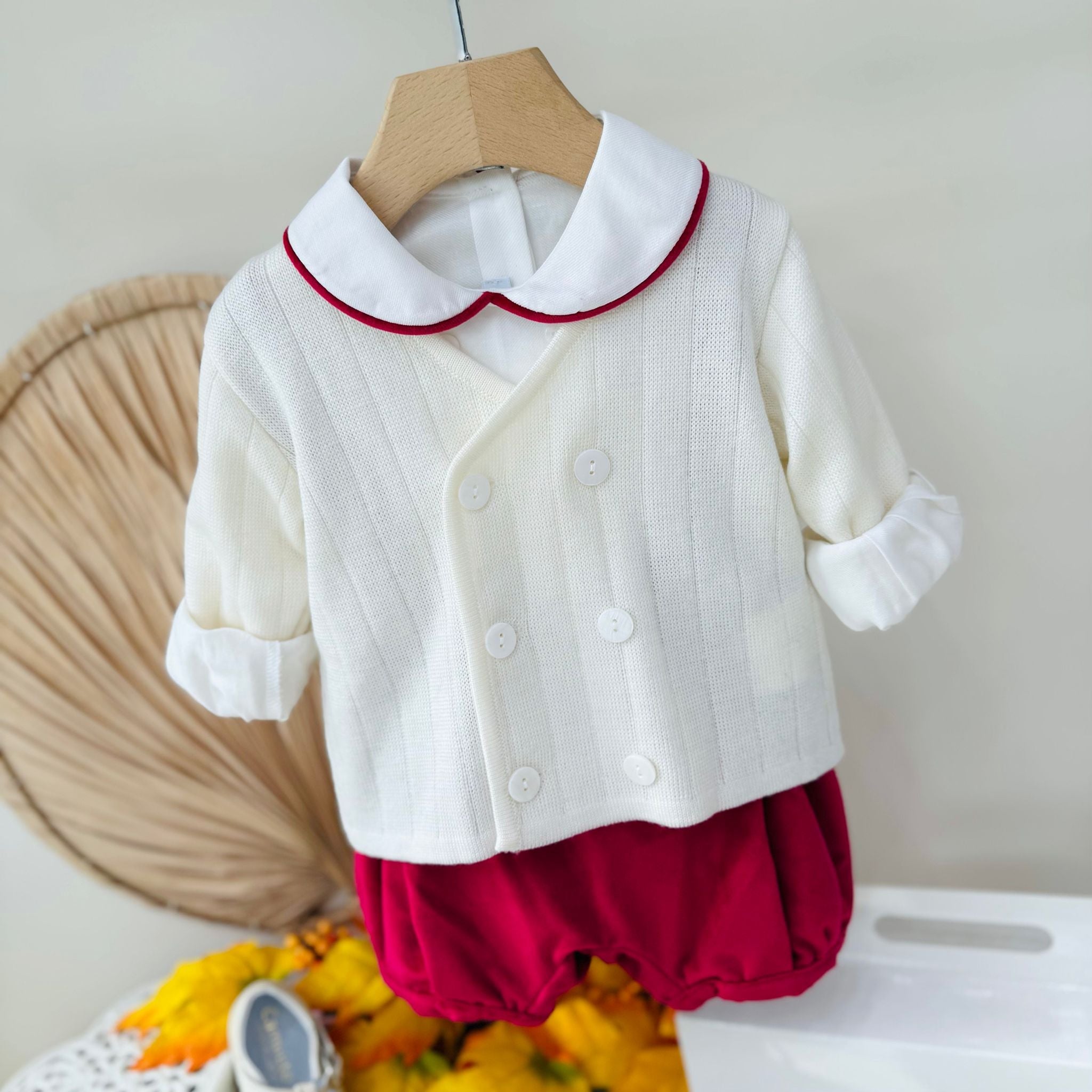 COMPLETO 3PZ VELLUTINO ROSSO - Noi da piccoli