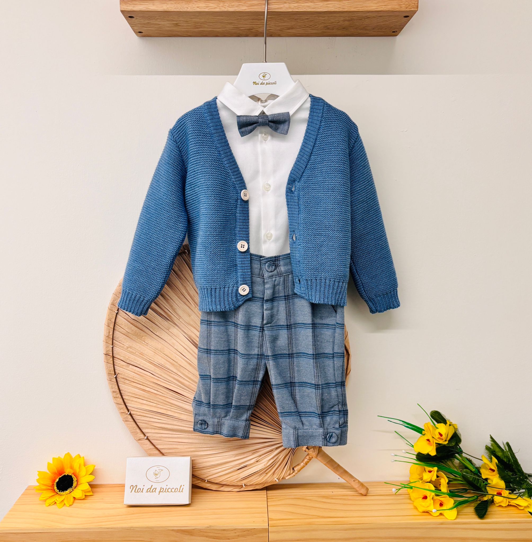 COMPLETO 4 PZ CERIMONIALE A QUADRONI avion - Noi da piccoli