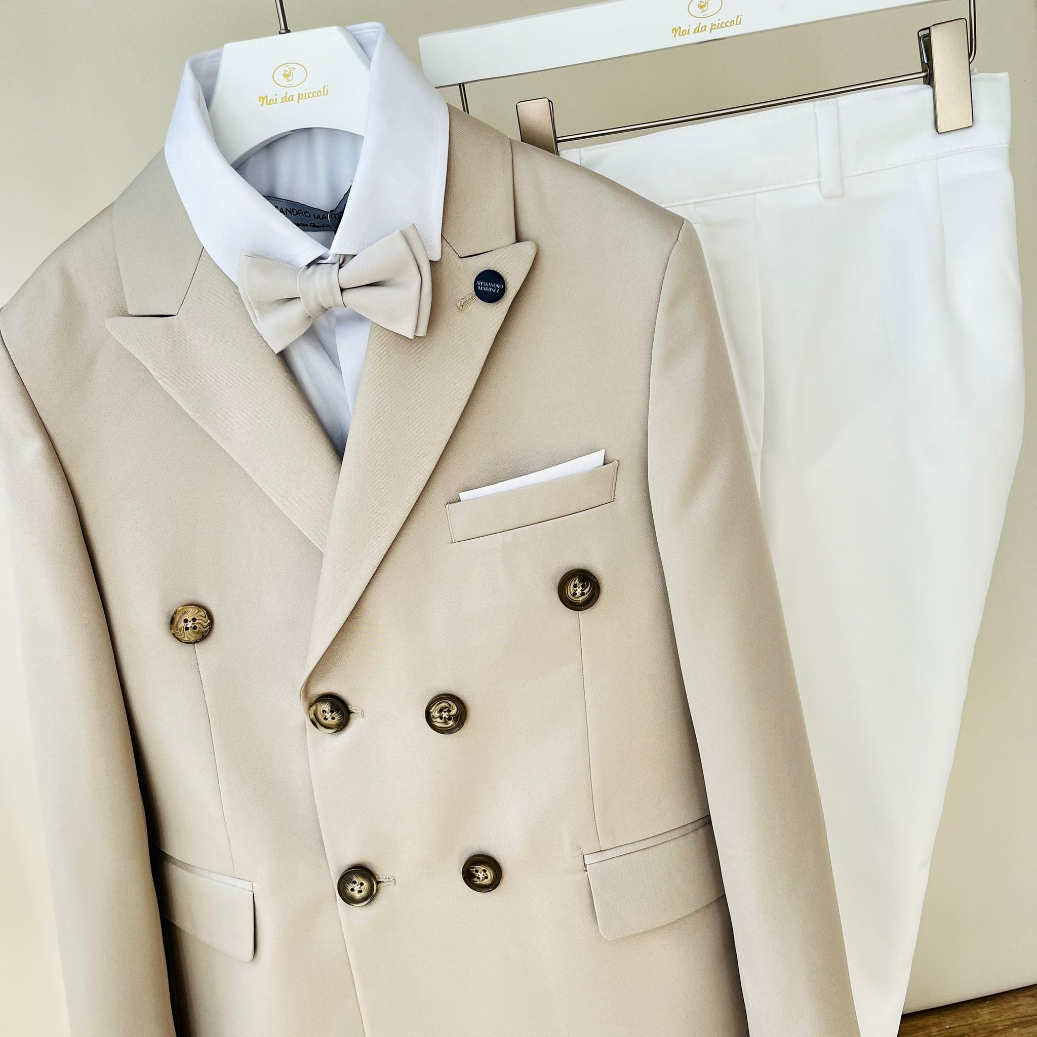 COMPLETO 4 PZ CERIMONIALE BEIGE - Noi da piccoli