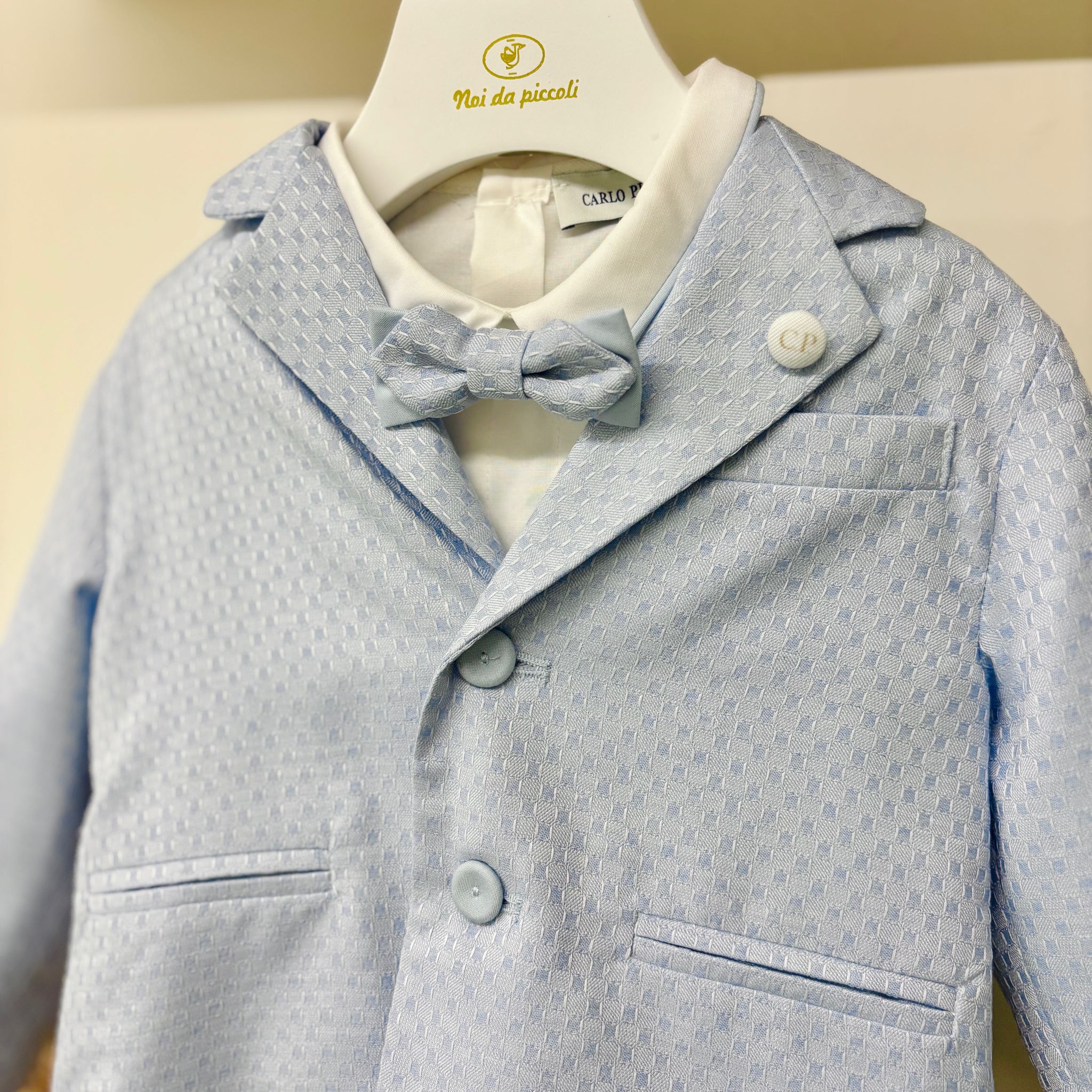 COMPLETO 4 PZ CERIMONIALE CON BOTTONCINI CIELO - Noi da piccoli