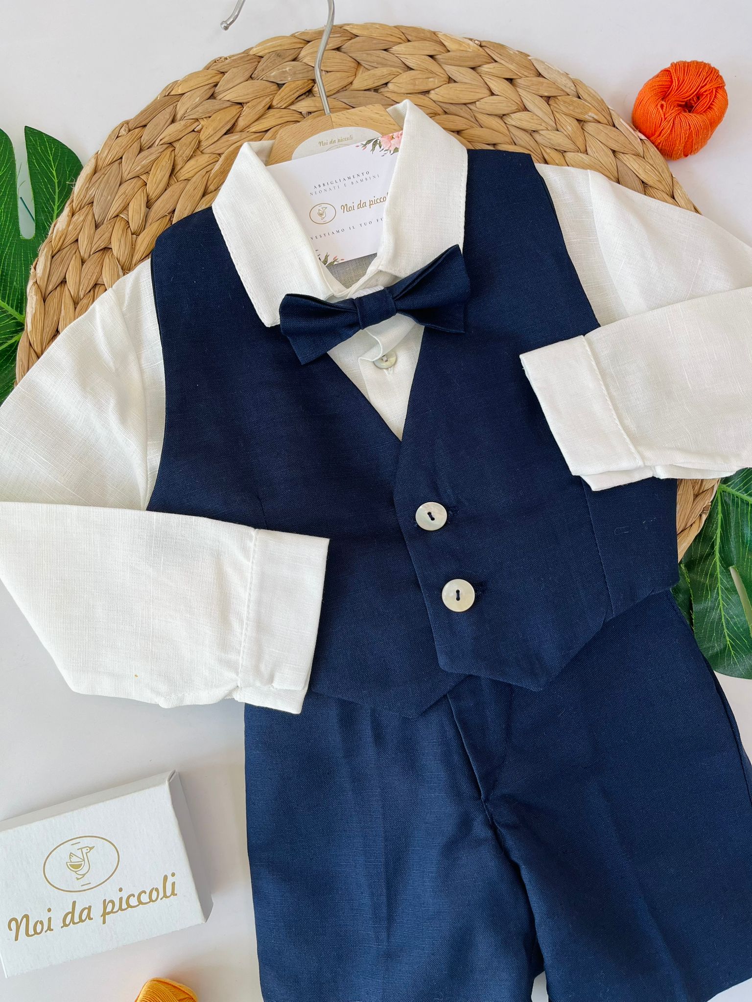 COMPLETO 4 PZ CERIMONIALE ELEGANTE BLU - Noi da piccoli