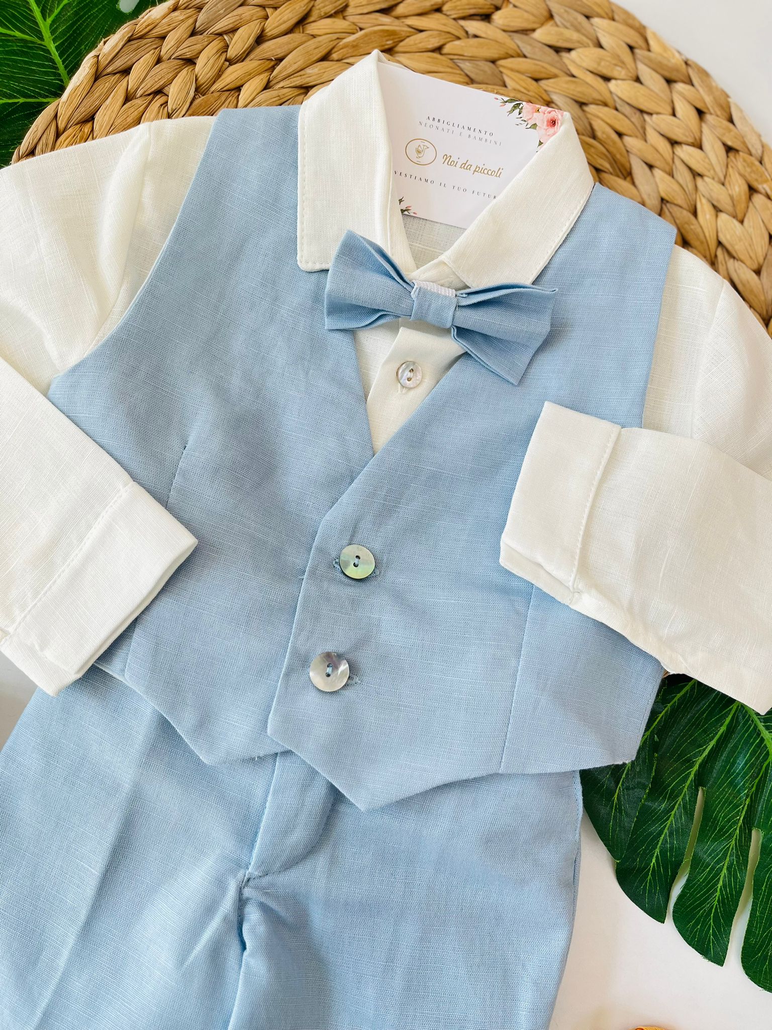 COMPLETO 4 PZ CERIMONIALE ELEGANTE CIELO - Noi da piccoli