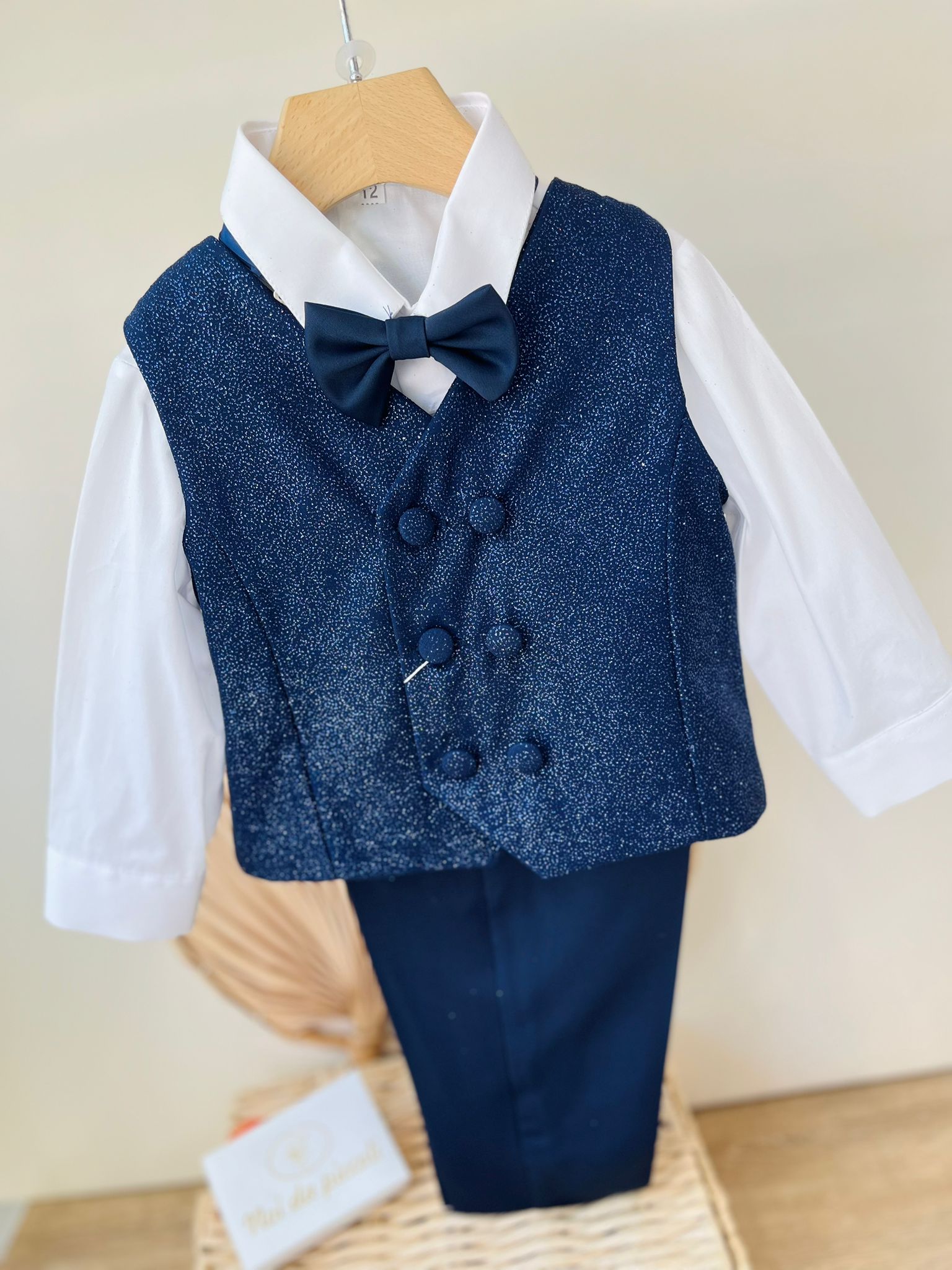 COMPLETO 4 PZ CERIMONIALE SATINATO BLU - Noi da piccoli