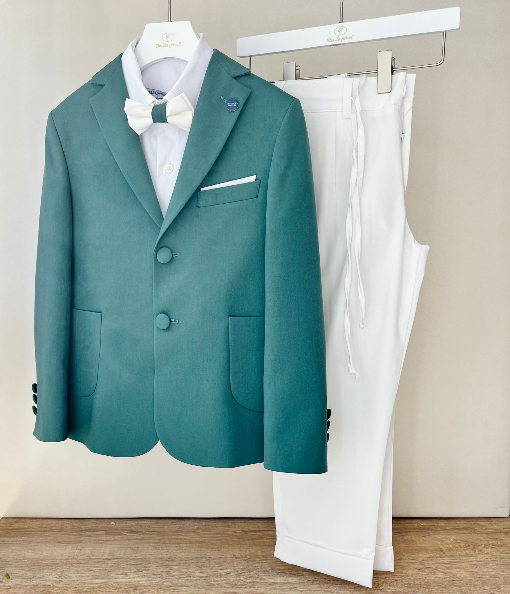 COMPLETO 4 PZ CERIMONIALE VERDE BOTTIGLIA - Noi da piccoli