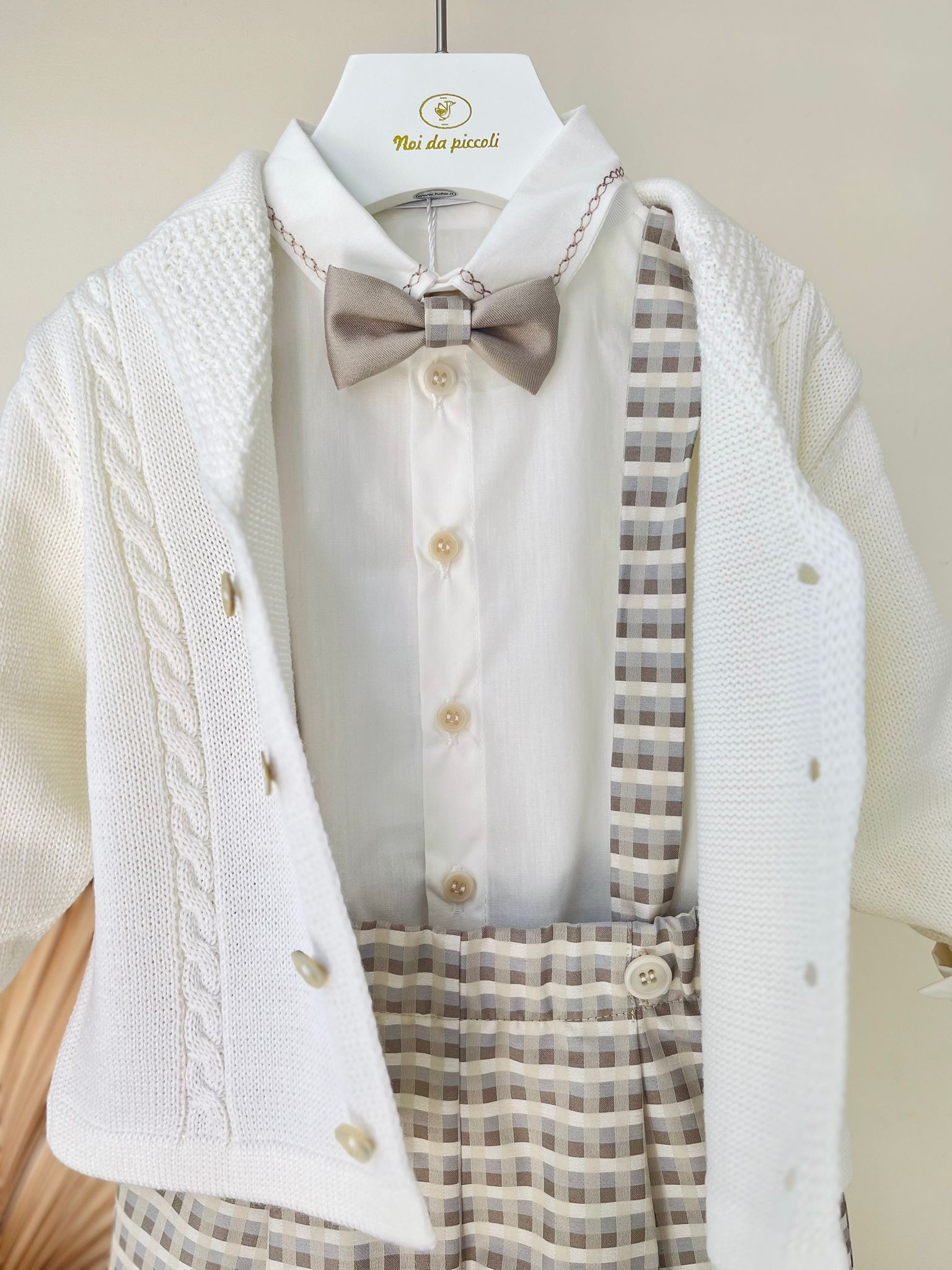 COMPLETO 4 PZ QUADRONI BEIGE - Noi da piccoli