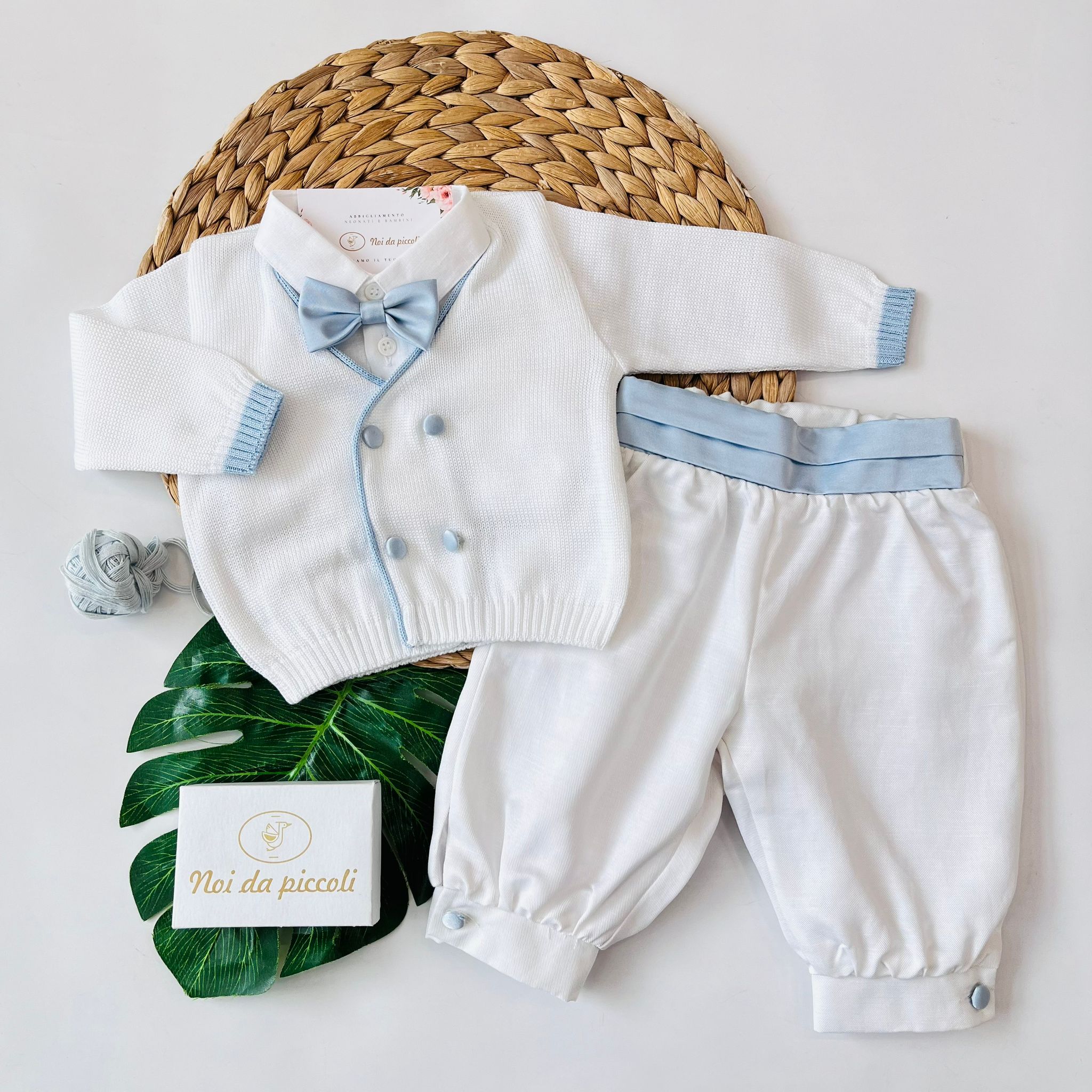 COMPLETO 4PZ TANCREDI 100 % COTONE CIELO POLVERE - Noi da piccoli