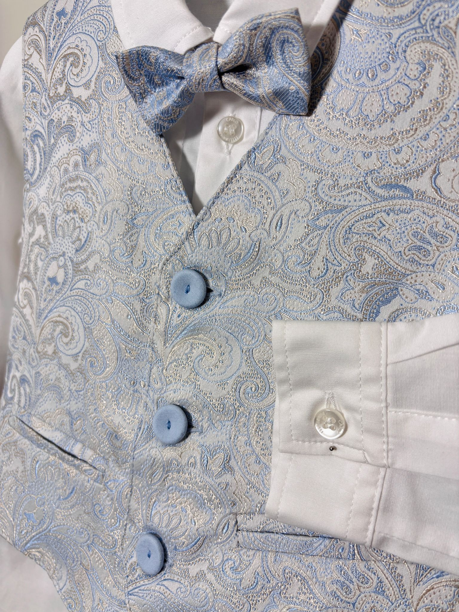 COMPLETO 5 PZ CERIMONIALE CON RIFINITURE IN BEIGE CIELO - Noi da piccoli