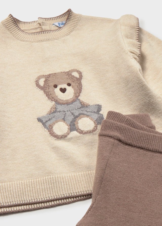 COMPLETO BEIGE TEDDY IN FILATO - Noi da piccoli