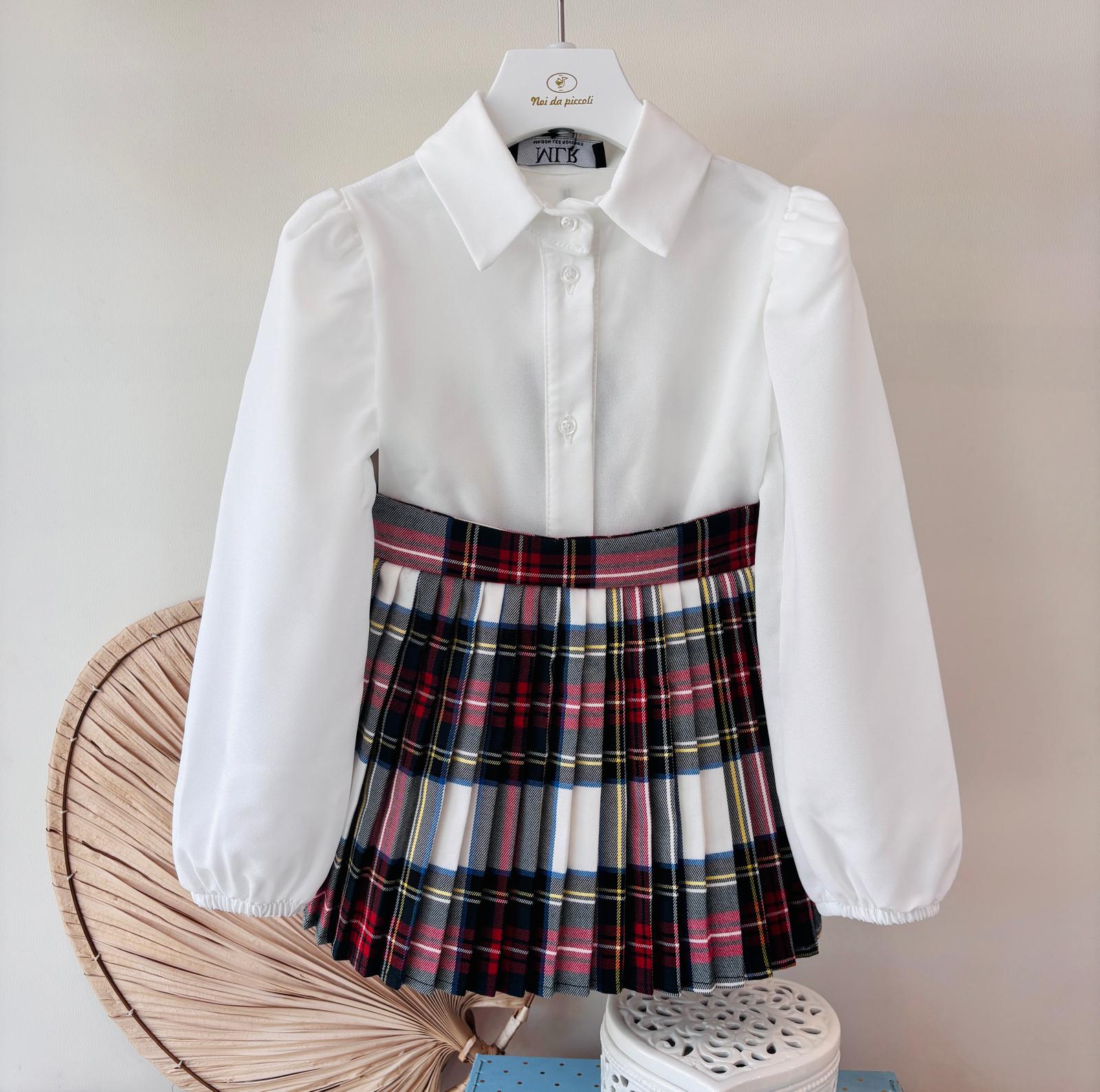 COMPLETO BIANCO E TARTAN - Noi da piccoli