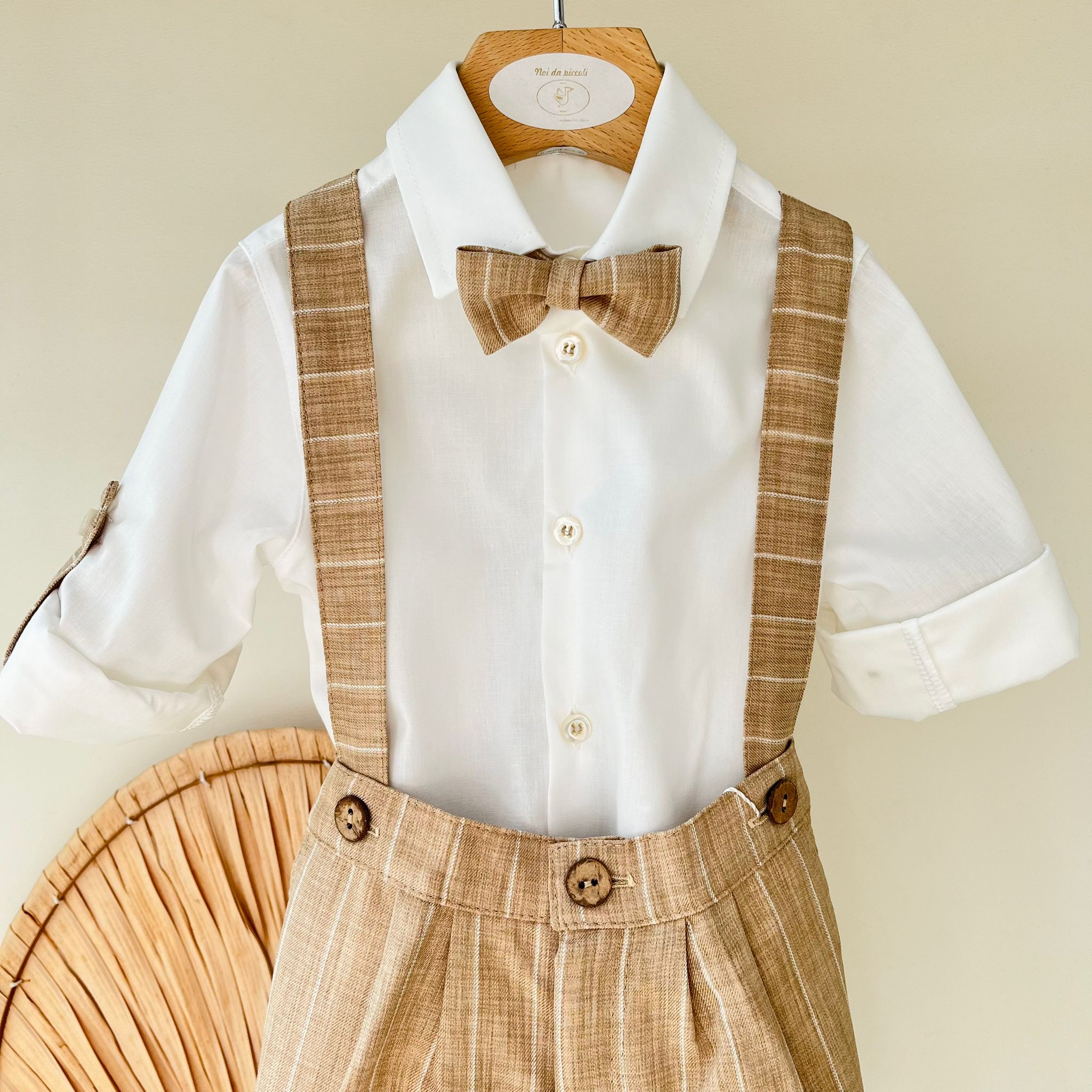 COMPLETO CERIMONIALE 100 % COTONE BEIGE - Noi da piccoli