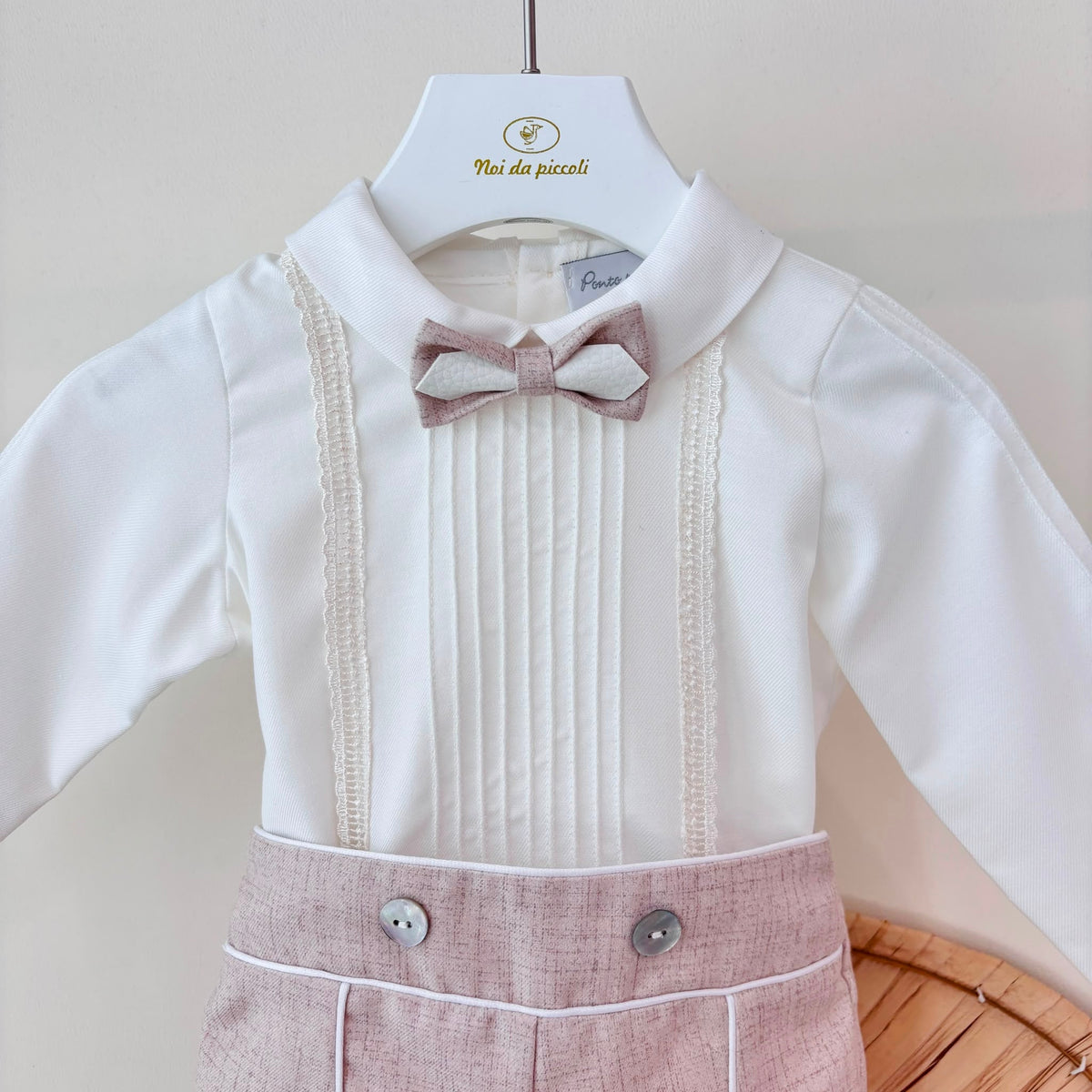 Completo Cerimoniale Adam Tessuto Beige Ponto Por Ponto - Noi da piccoli