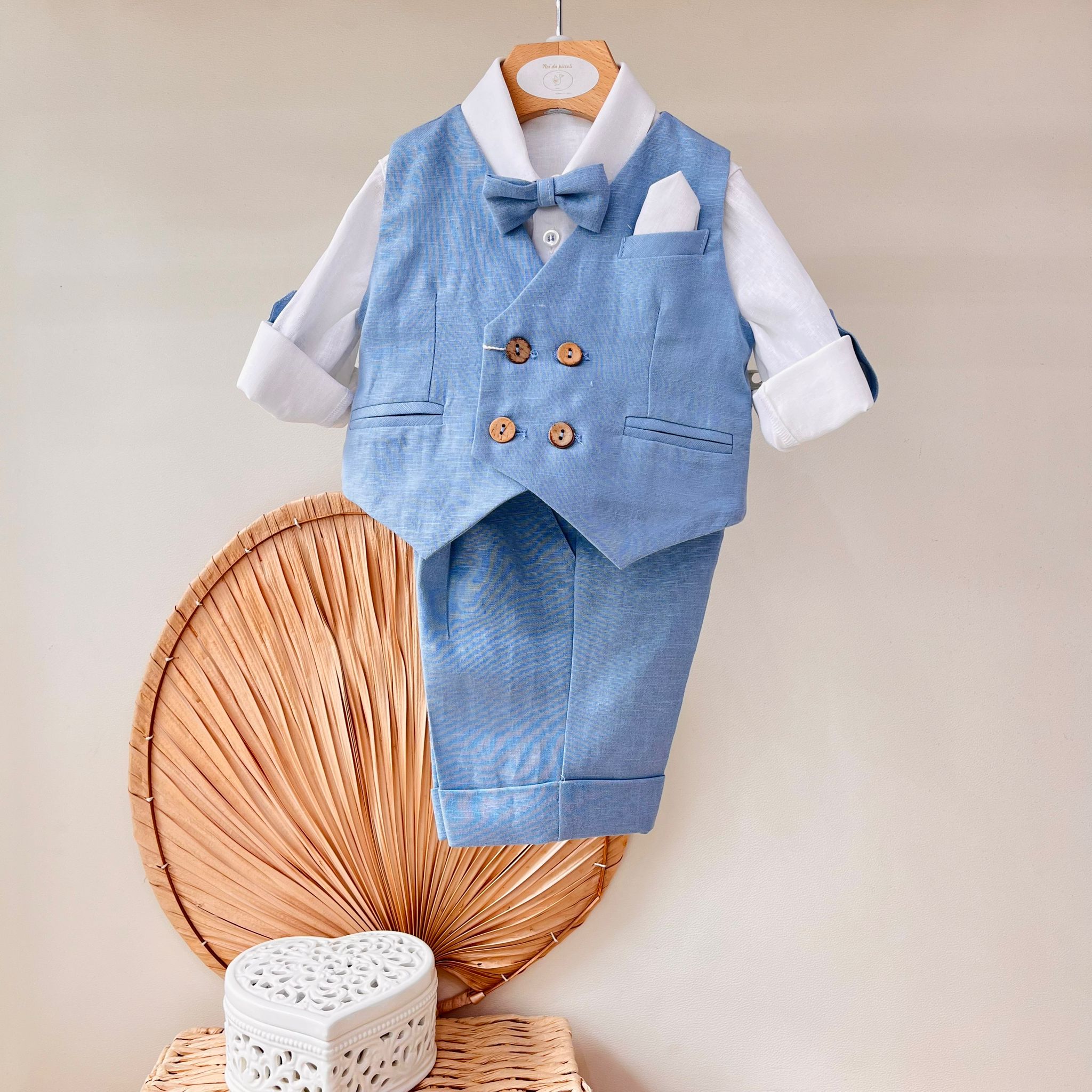 COMPLETO CERIMONIALE AZZURRO POLVERE - Noi da piccoli