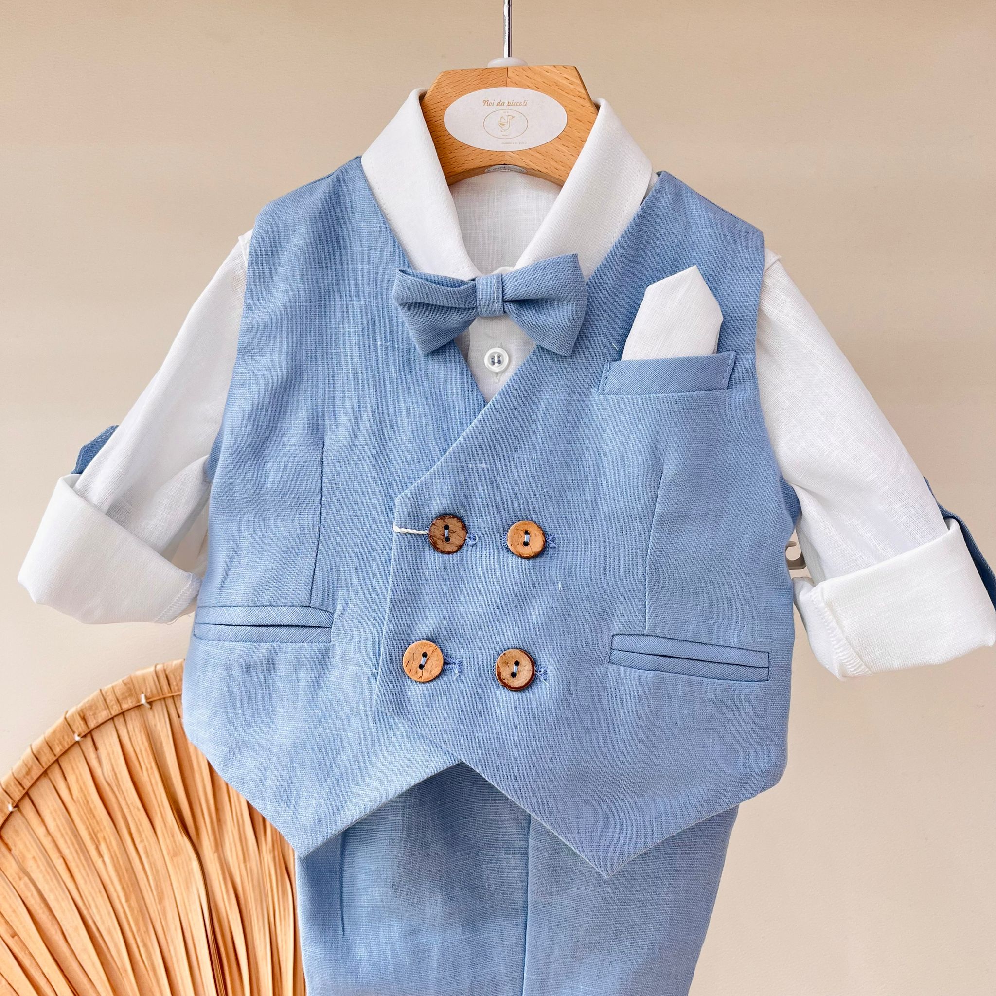 COMPLETO CERIMONIALE AZZURRO POLVERE - Noi da piccoli