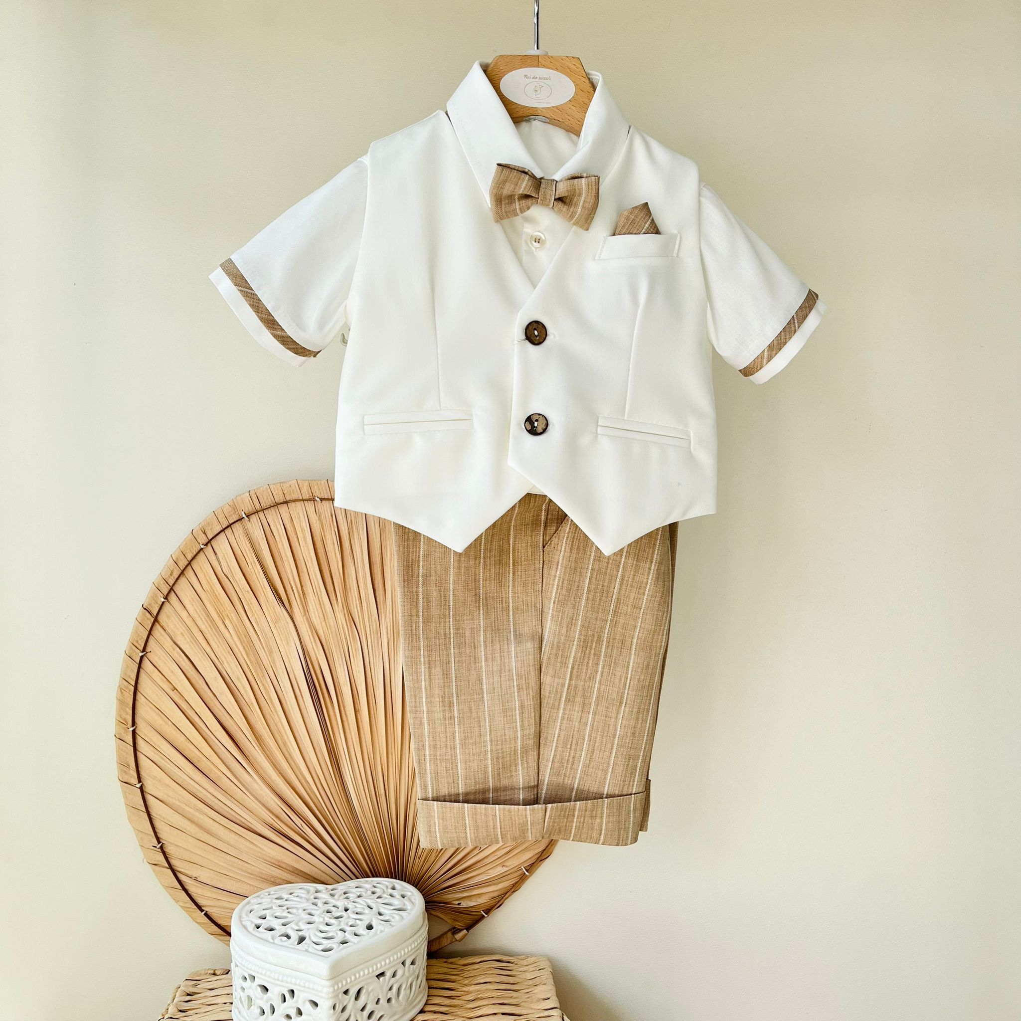 COMPLETO CERIMONIALE BIANCO BEIGE - Noi da piccoli