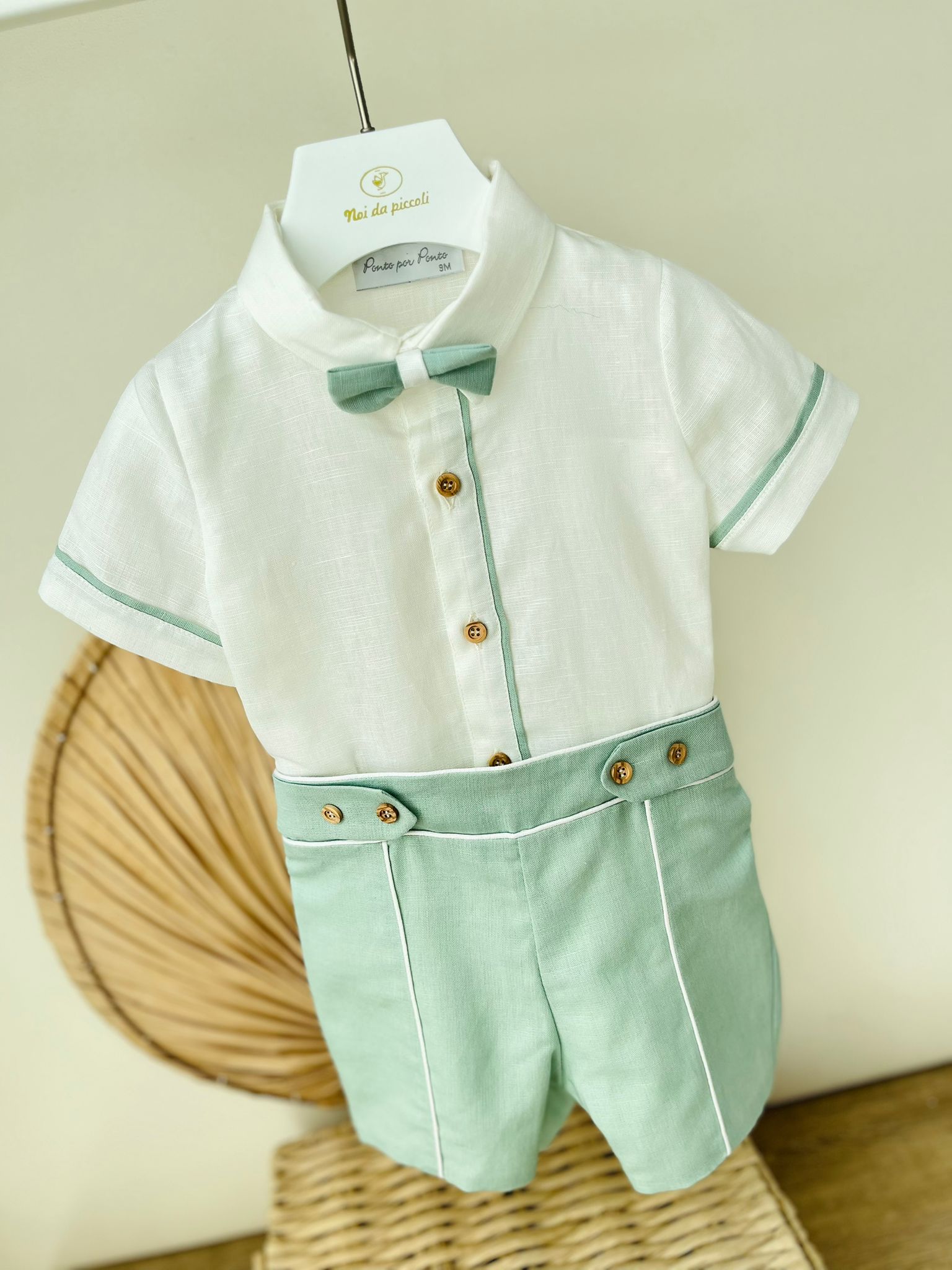 COMPLETO CERIMONIALE BIANCO SALVIA - Noi da piccoli