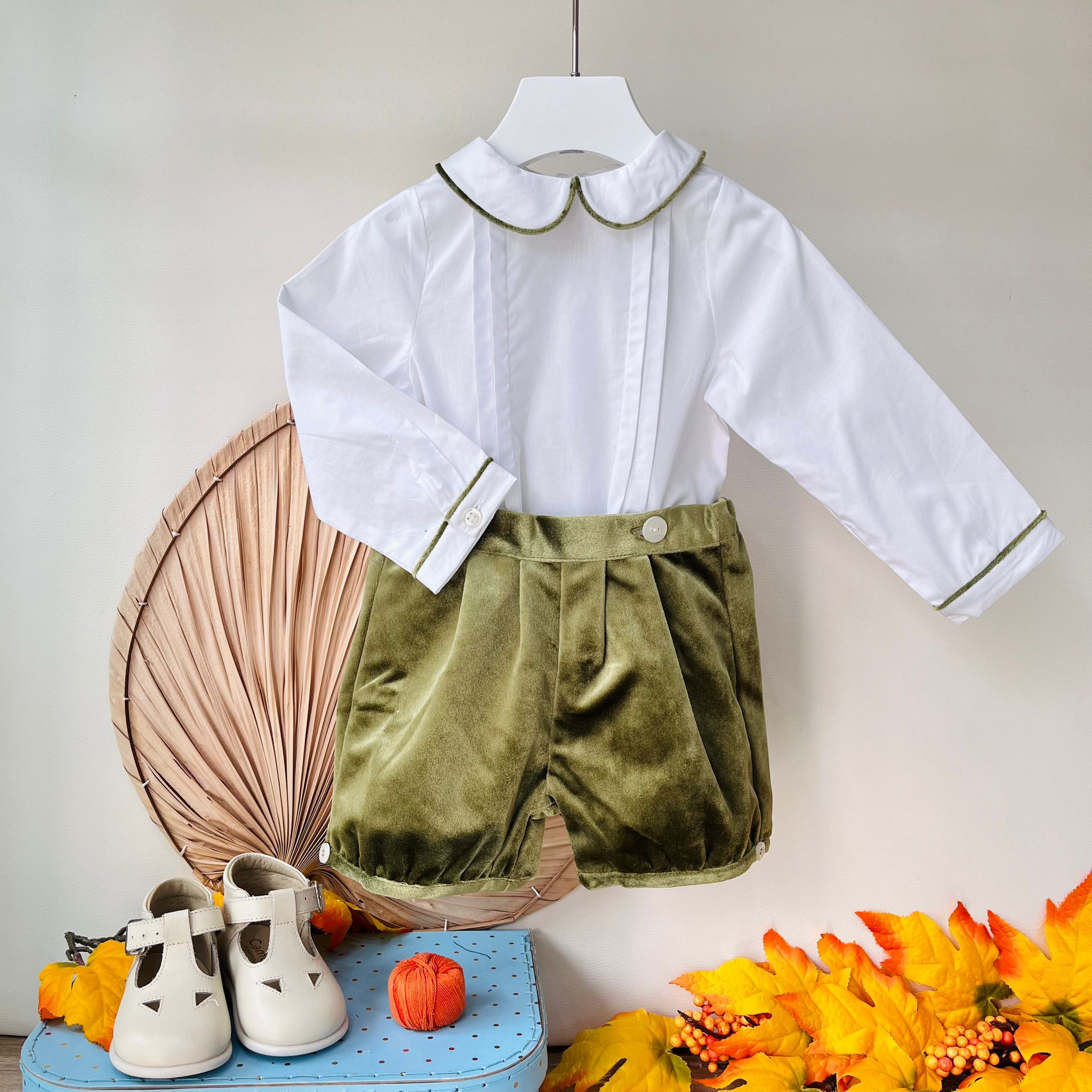 COMPLETO CERIMONIALE BIANCO VERDE - Noi da piccoli