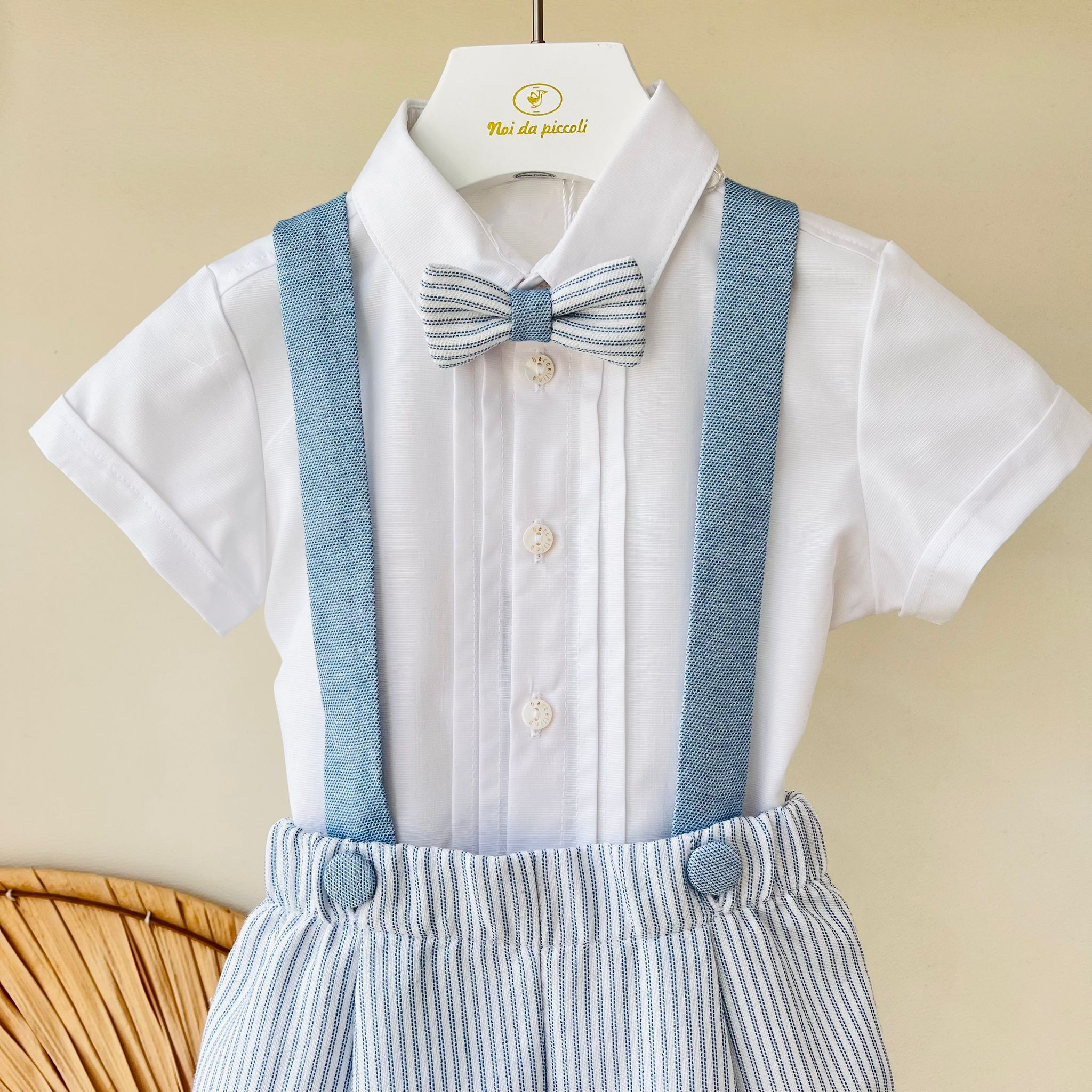COMPLETO CERIMONIALE CIELO A RIGHE - Noi da piccoli