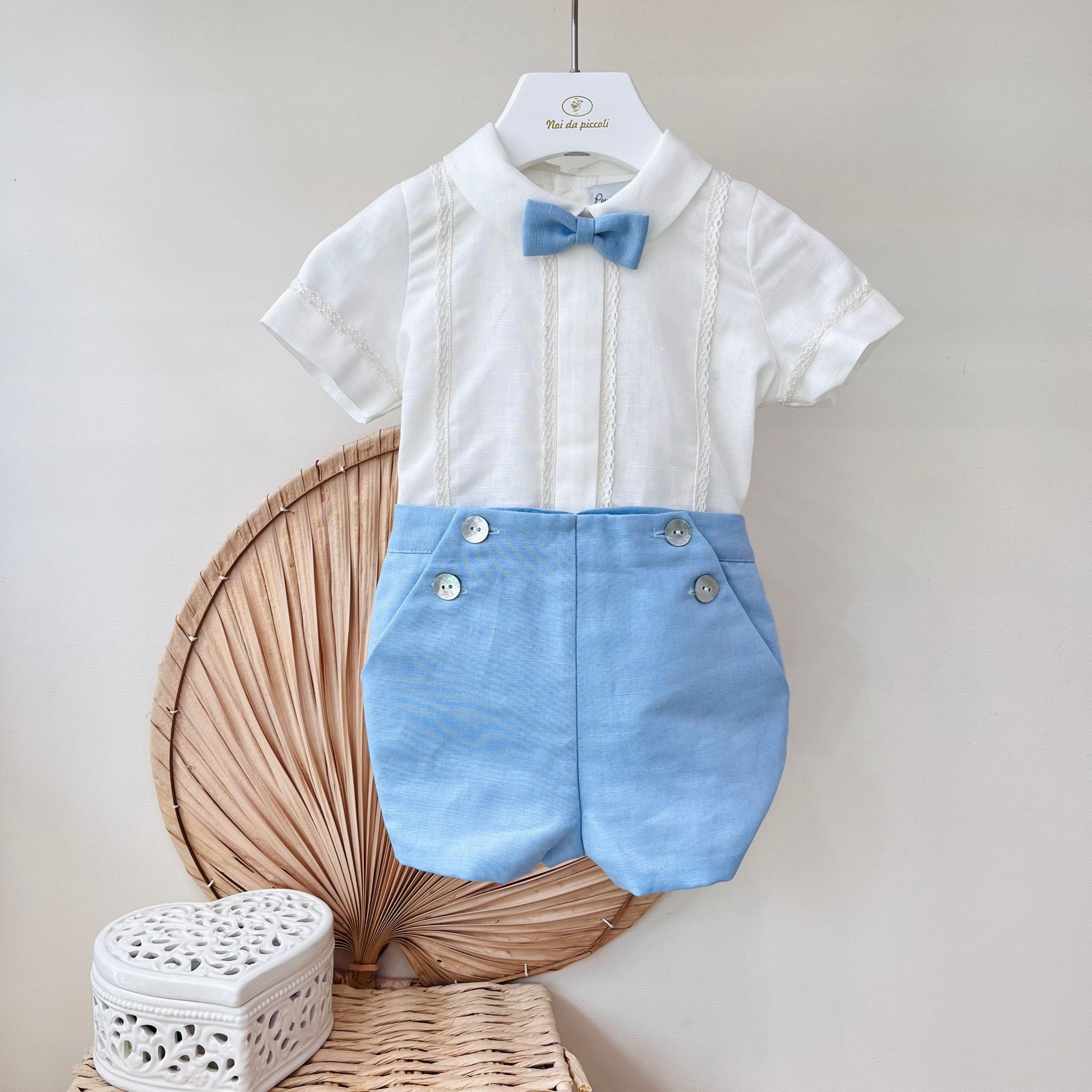 COMPLETO CERIMONIALE CIELO E BIANCO - Noi da piccoli