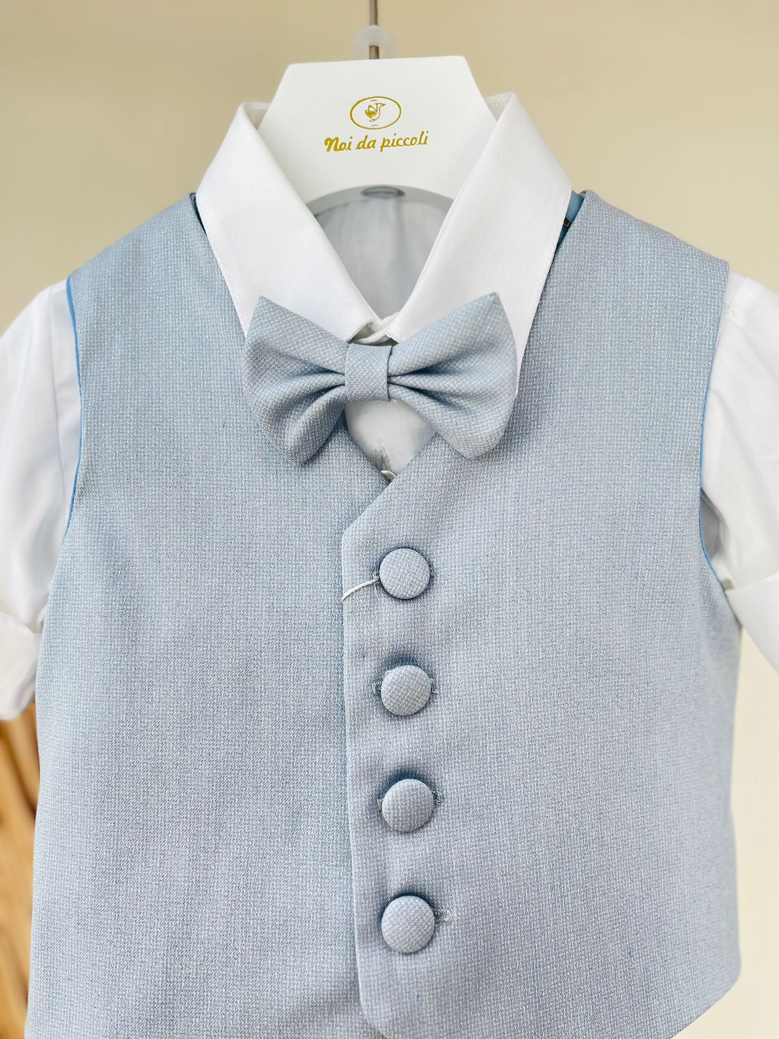 COMPLETO CERIMONIALE COTONE FRESCO CIELO - Noi da piccoli