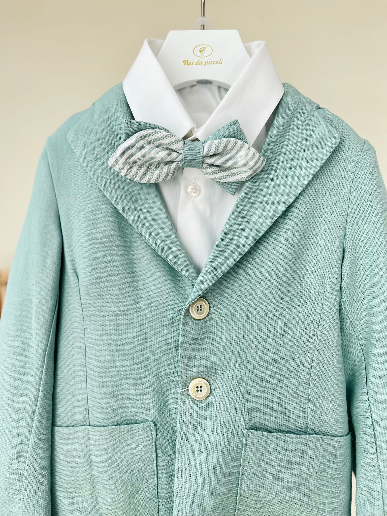 COMPLETO CERIMONIALE COTONE FRESCO VERDE - Noi da piccoli