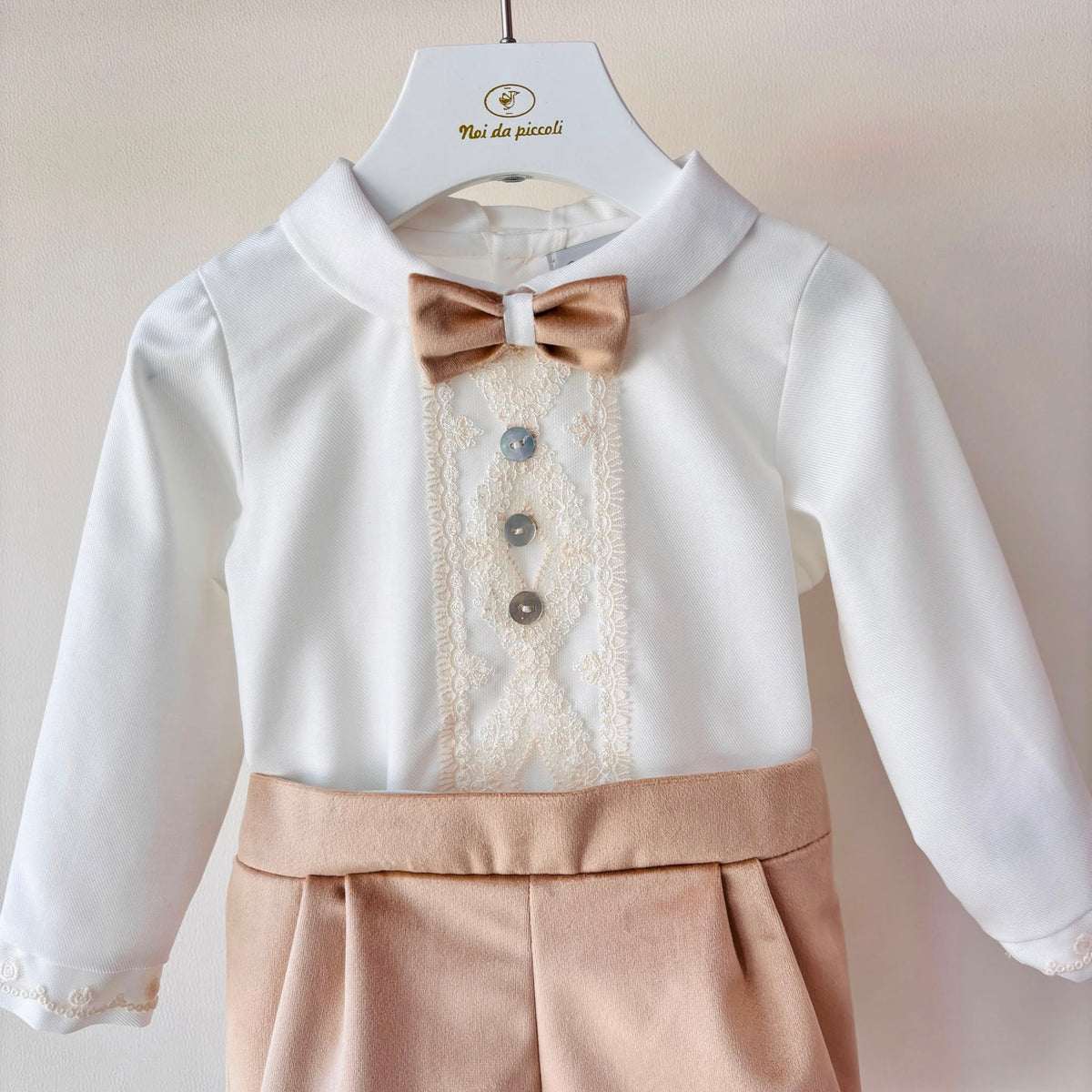 COMPLETO CERIMONIALE in vellutino BEIGE - Noi da piccoli