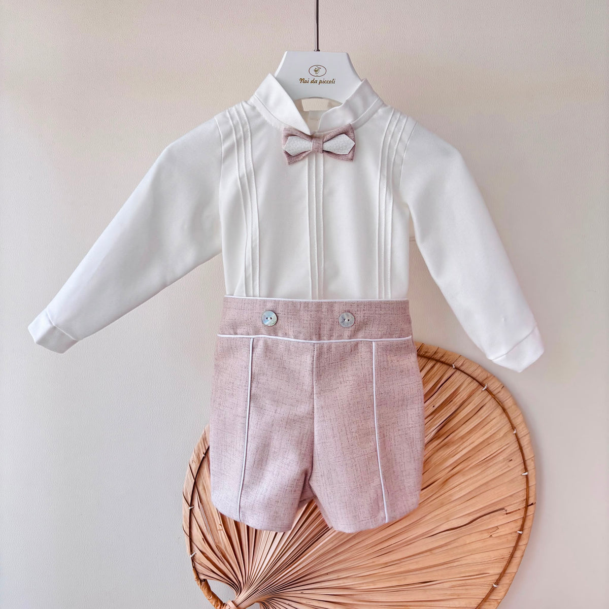 Completo Cerimoniale Noah Tessuto Beige Ponto Por Ponto - Noi da piccoli