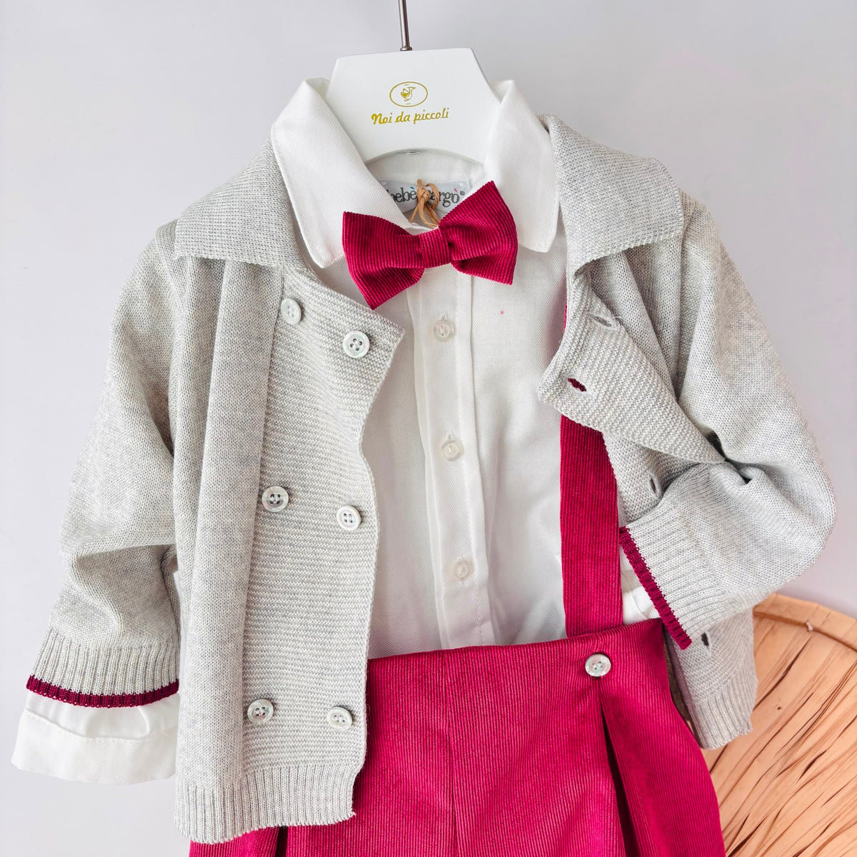 Completo Cerimoniale Vellutino Bordeaux Bebe' Margo' - Noi da piccoli