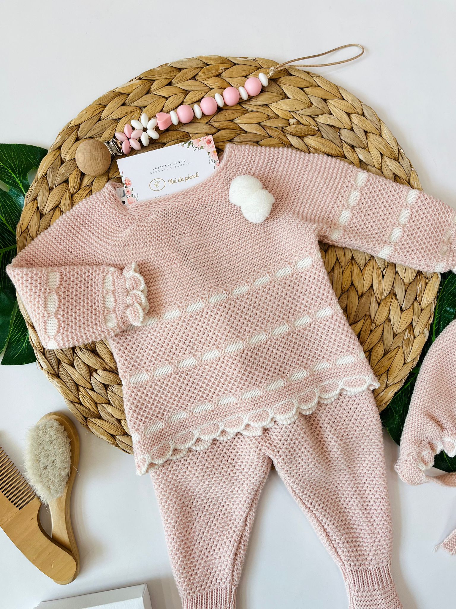 COMPLETO CON CUFFIETTA 100% ACRILICO MILKY ROSE - Noi da piccoli