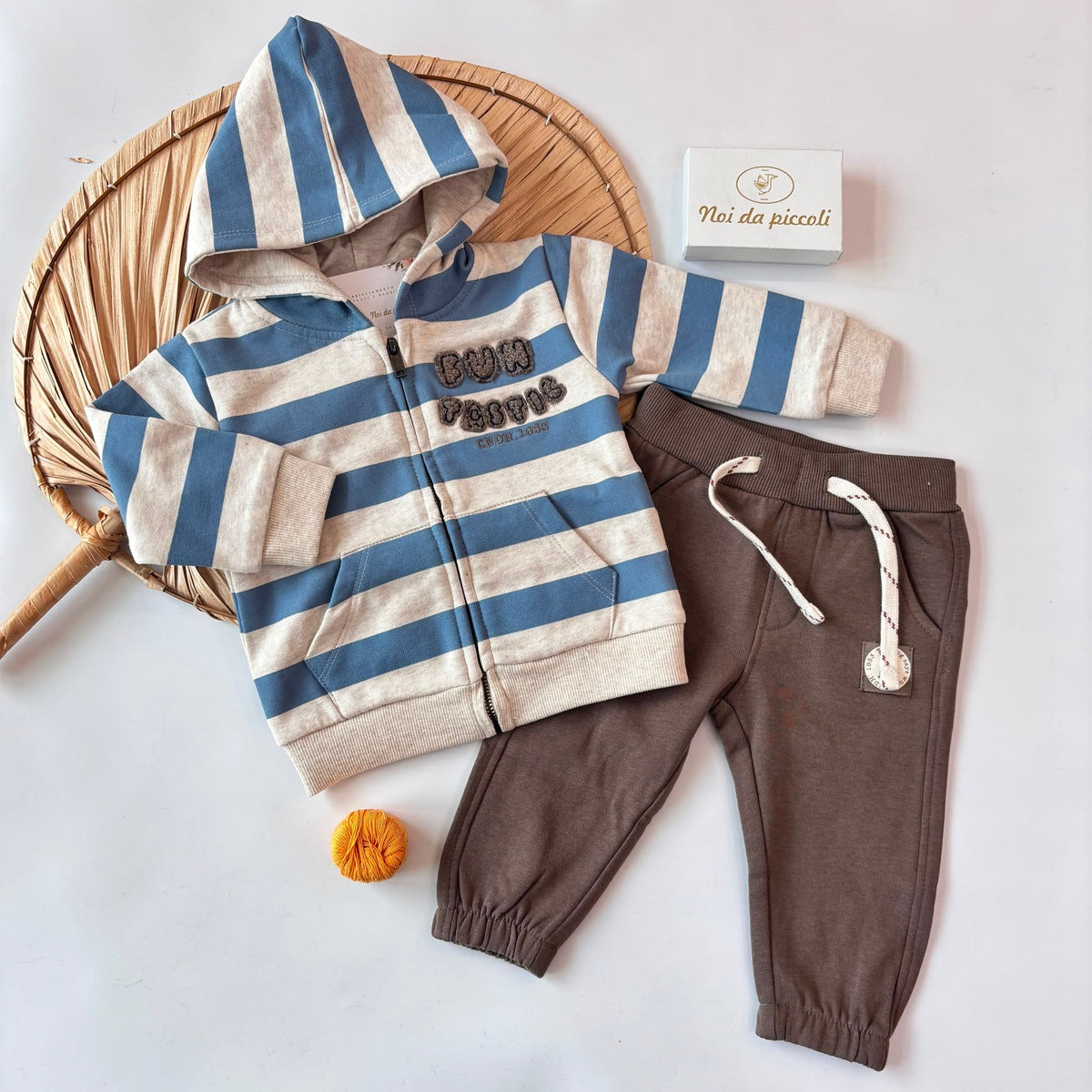 Completo con Felpa a Strisce in Cotone Caldo Tortora Canada House - Noi da piccoli