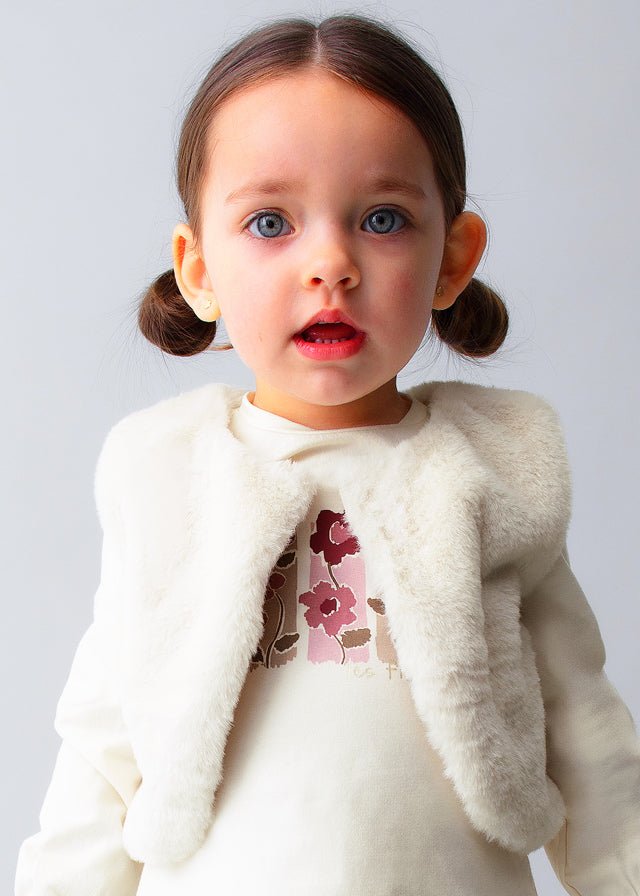 COMPLETO CON GILET PELLICCIA COTONE CALDO CUARZO - Noi da piccoli