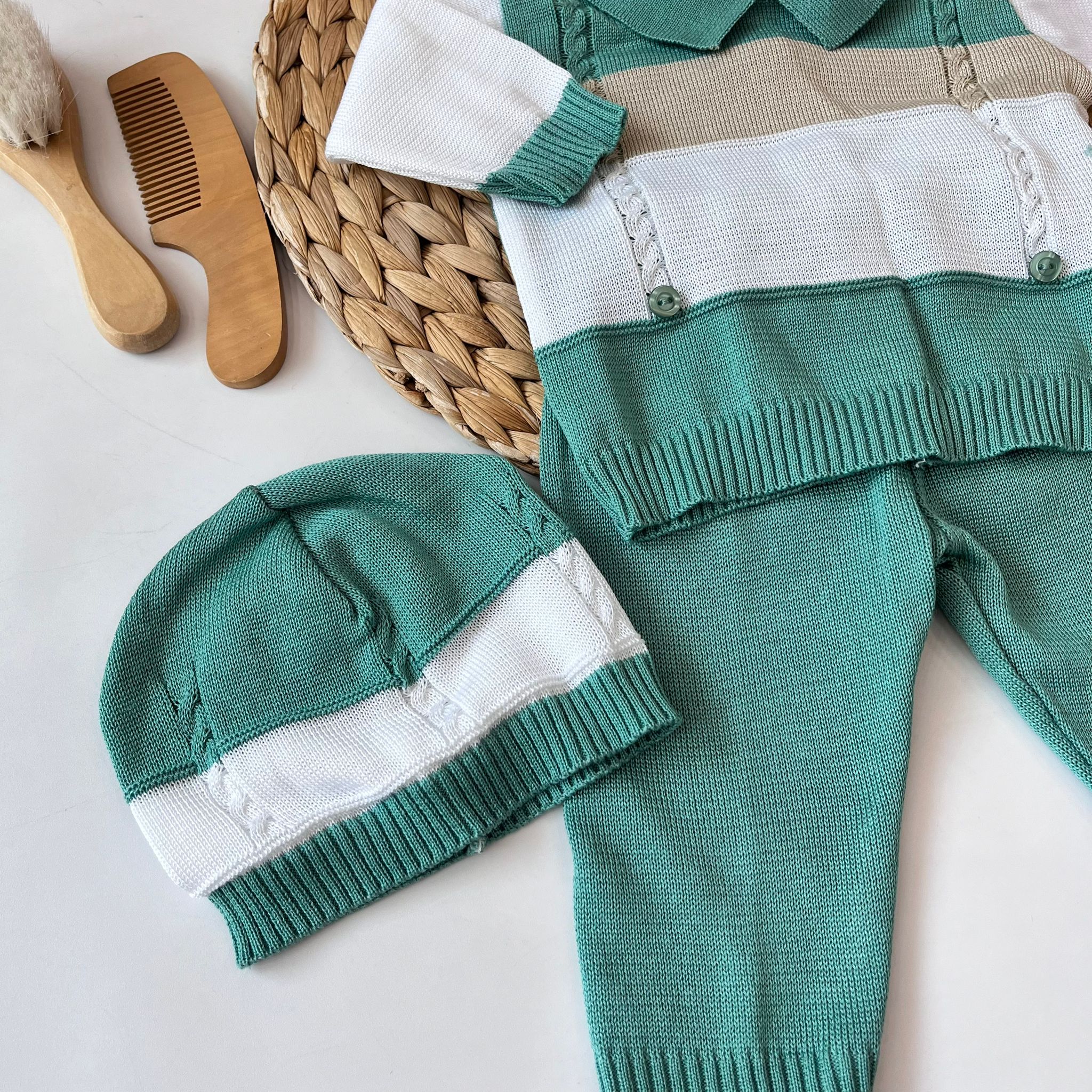 COMPLETO CON PARURE 100 % COTONE VERDE - Noi da piccoli