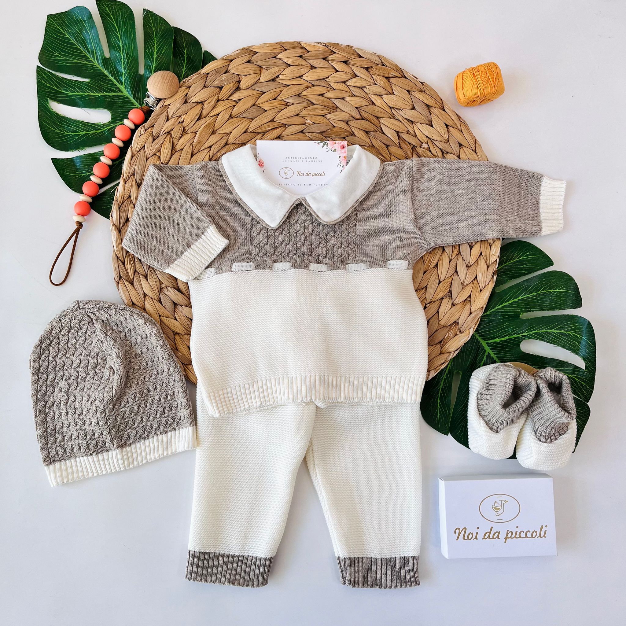 COMPLETO CON PARURE FILATO CALDO PANNA TORTORA - Noi da piccoli