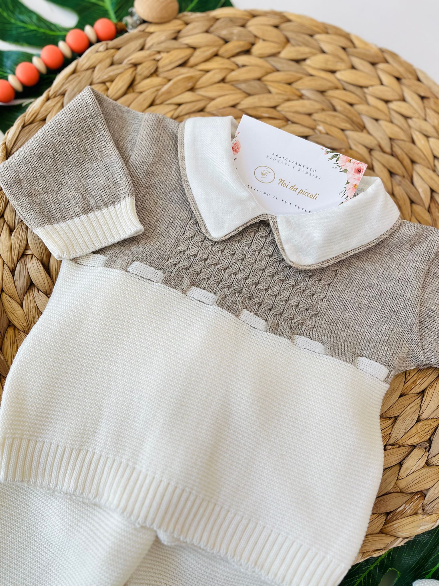 COMPLETO CON PARURE FILATO CALDO PANNA TORTORA - Noi da piccoli