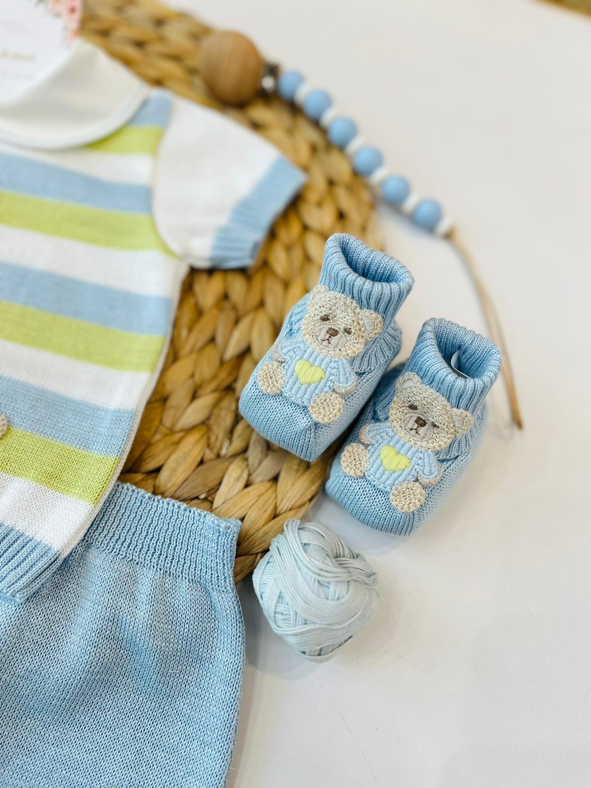 COMPLETO CORTO CON BABBUCCE 100% FILO DI COTONE POLVERE LIME - Noi da piccoli