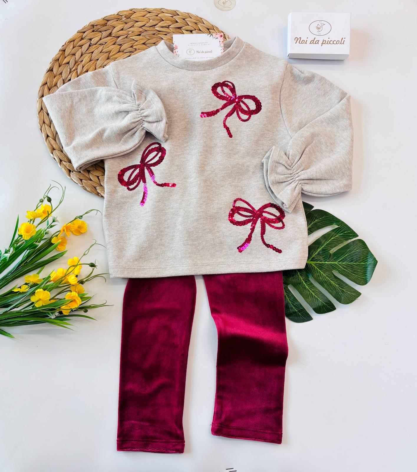 COMPLETO COTONE CALDO FUCSIA - Noi da piccoli