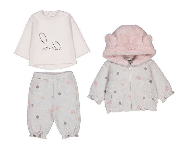COMPLETO COTONE CALDO GRIGIO E ROSA - Noi da piccoli