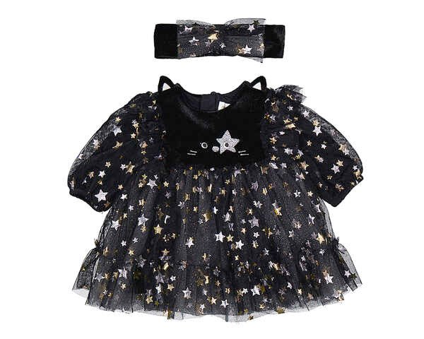 COMPLETO COTONE CALDO NERO CON STELLINE - Noi da piccoli