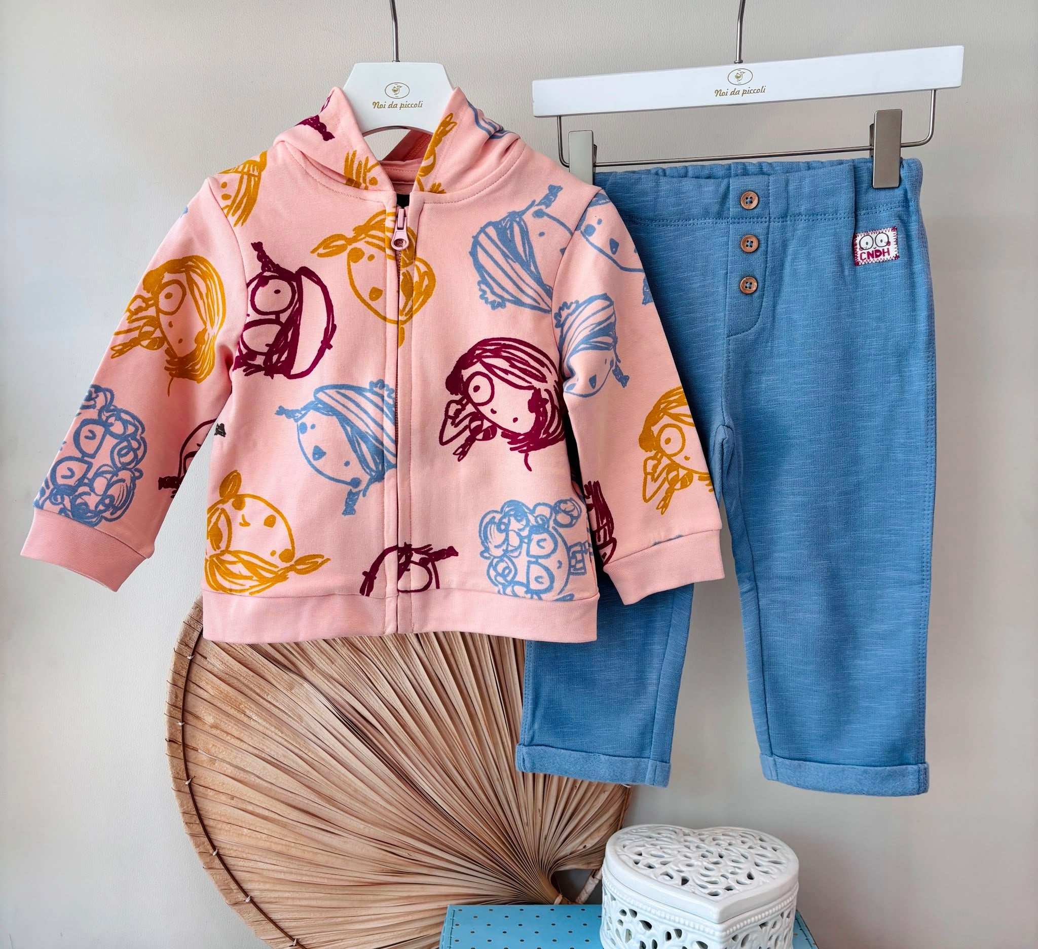 COMPLETO COTONE CALDO ROSA - Noi da piccoli