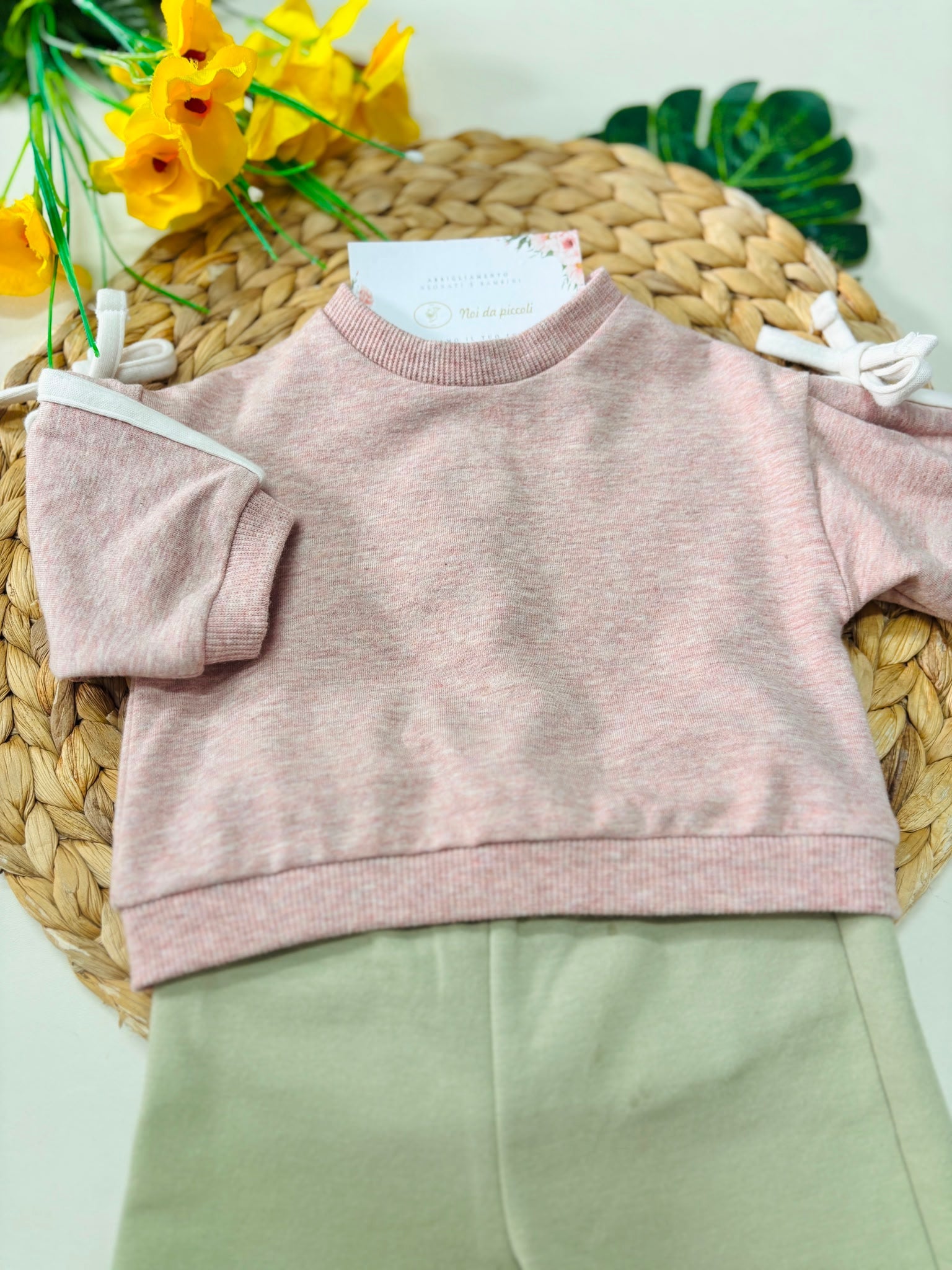COMPLETO COTONE CALDO ROSA E VERDE - Noi da piccoli