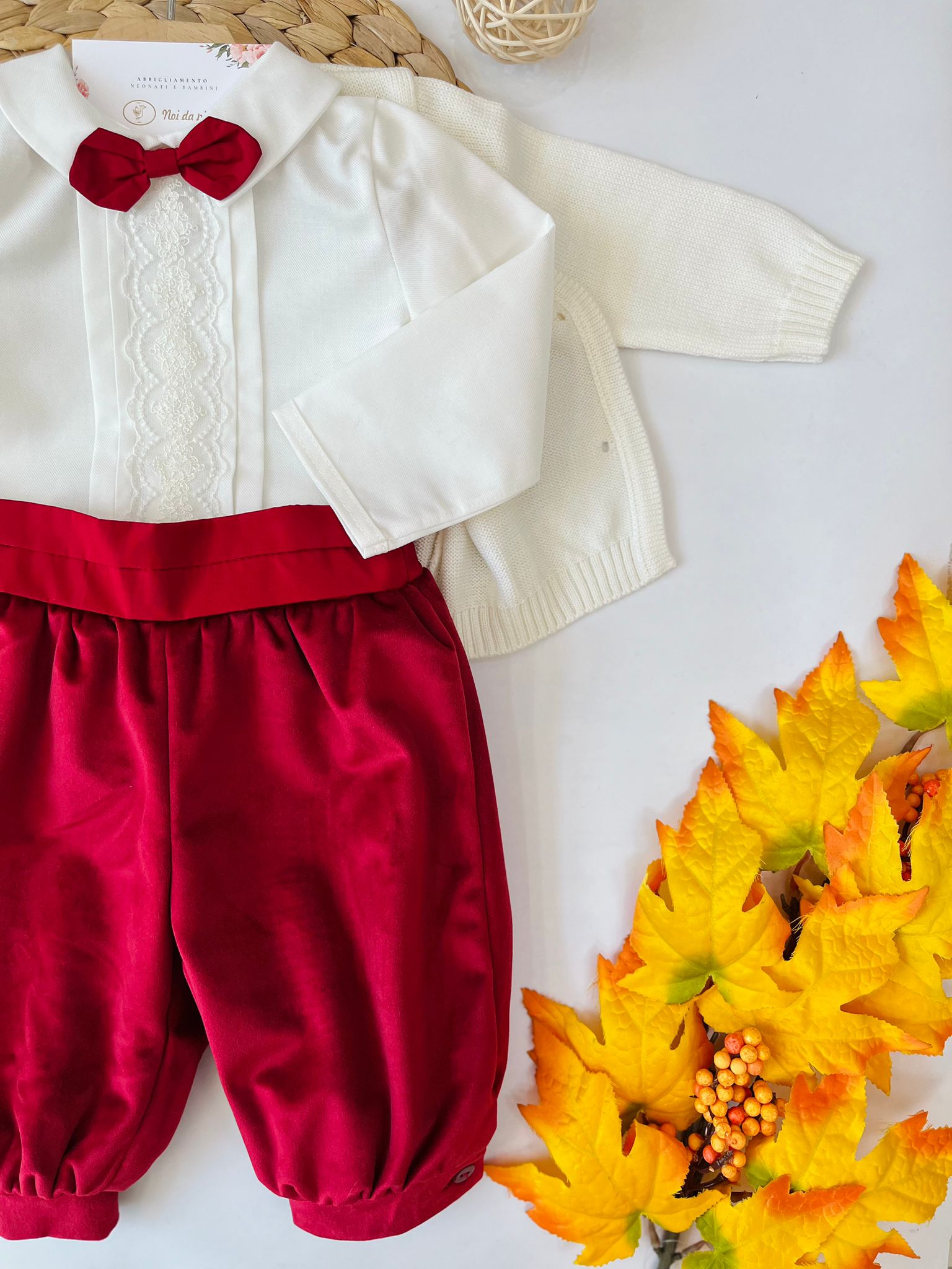 COMPLETO ELEGANTE 4PZ VANIGLIA ROSSO - Noi da piccoli